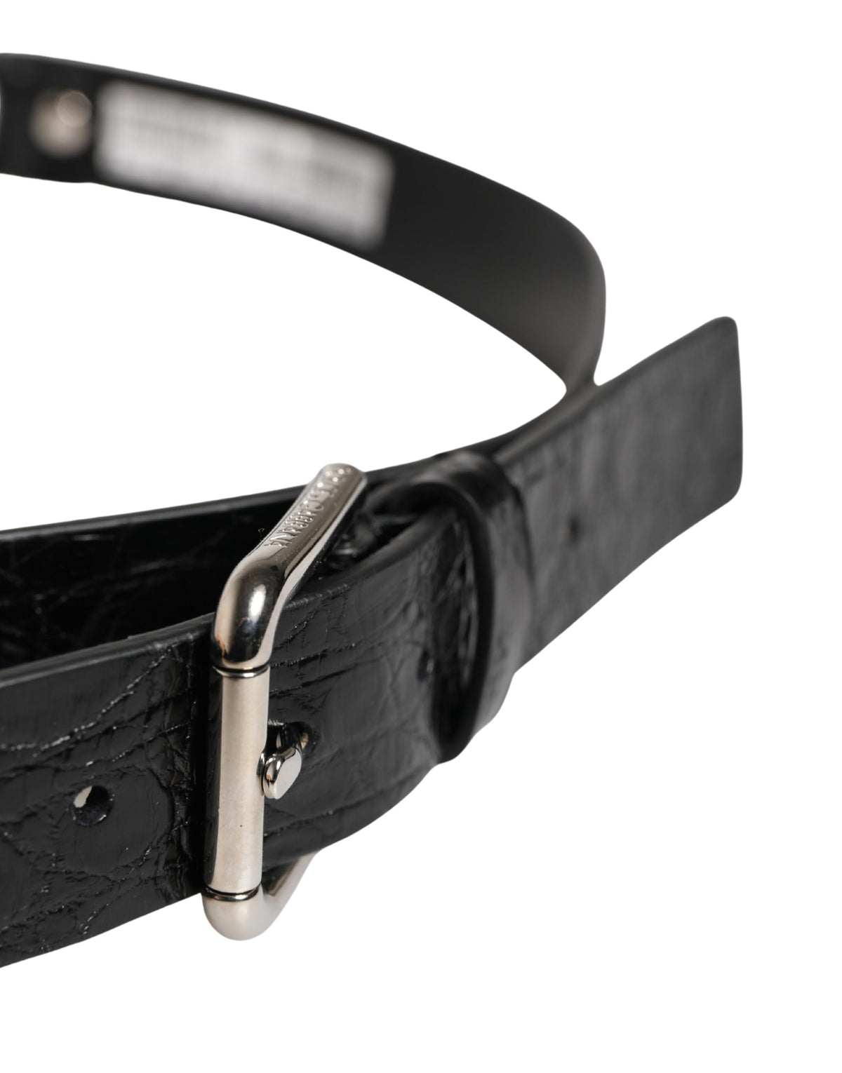 Dolce & Gabbana Black Exotic Leather Silver Metal Buckle Women's Belt