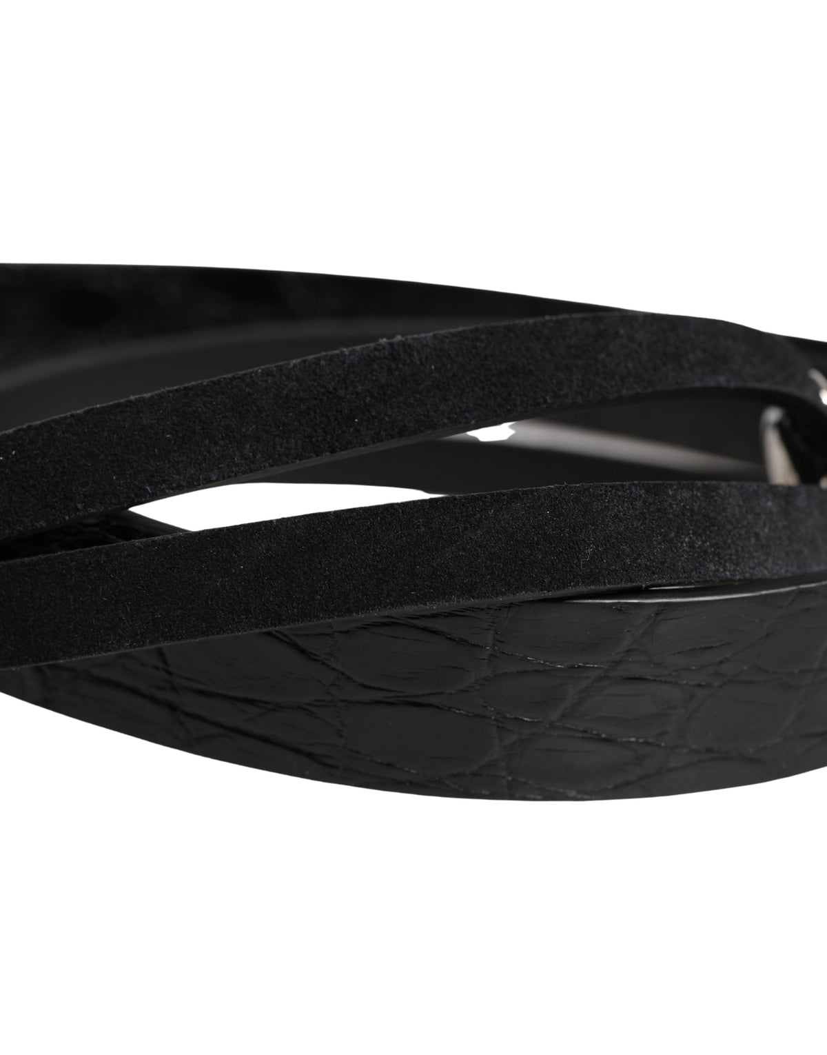 Dolce & Gabbana Black Exotic Leather Silver Metal Buckle Women's Belt