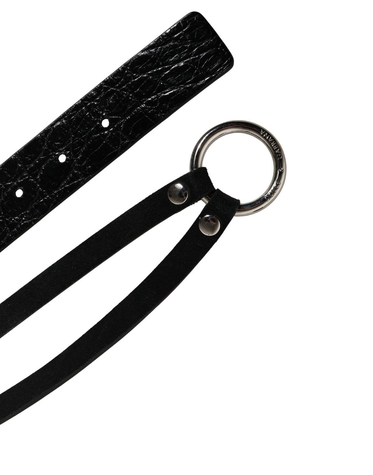Dolce & Gabbana Black Exotic Leather Silver Metal Buckle Women's Belt