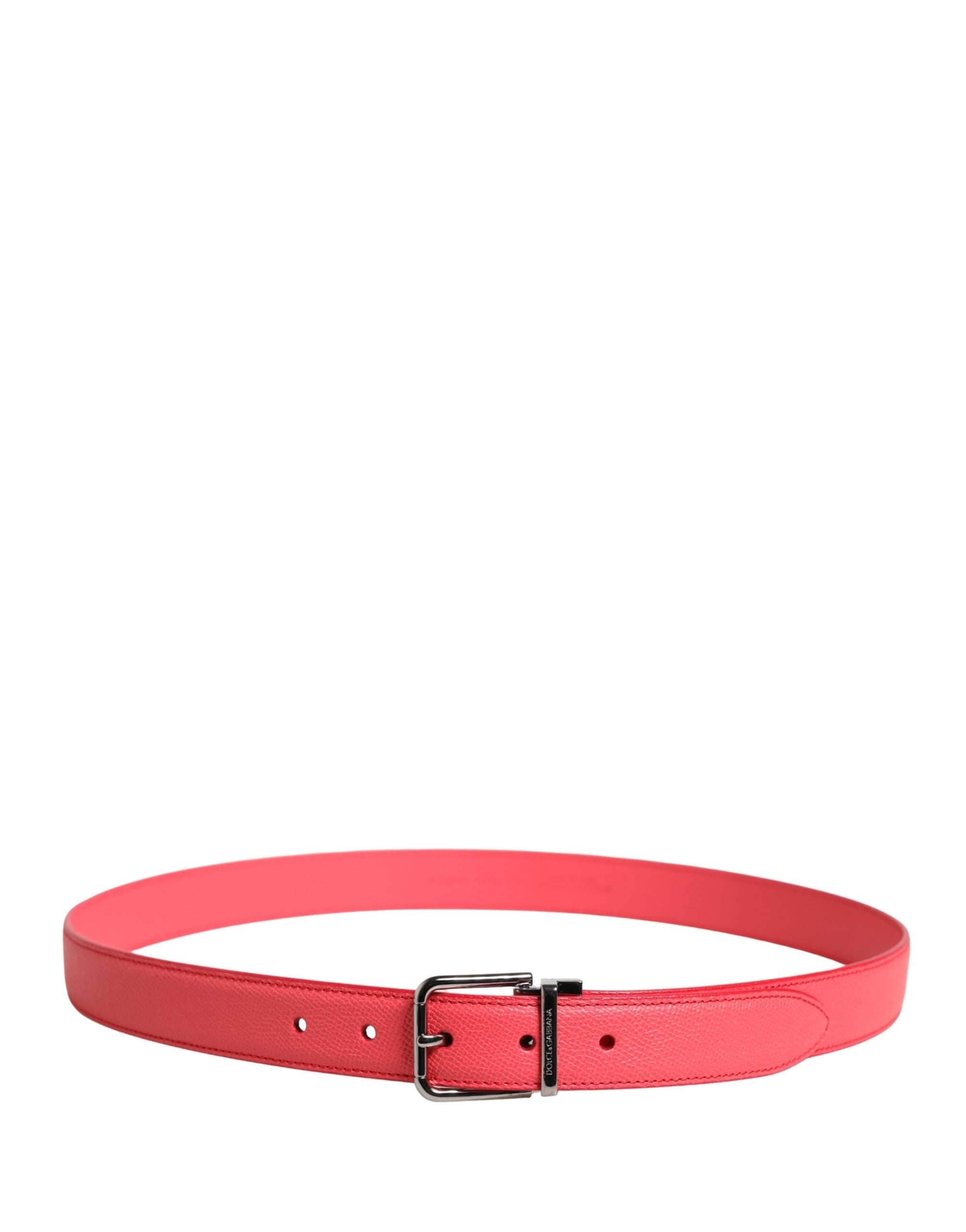 Dolce & Gabbana Pink Calf Leather Silver Metal Buckle Women's Belt