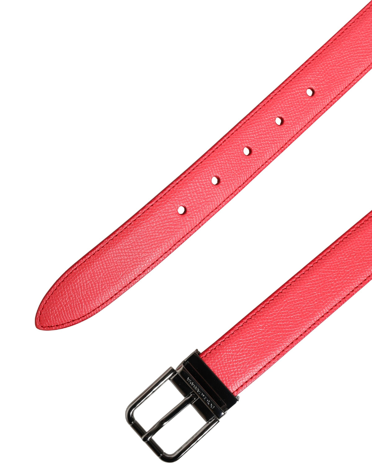Dolce & Gabbana Pink Calf Leather Silver Metal Buckle Women's Belt