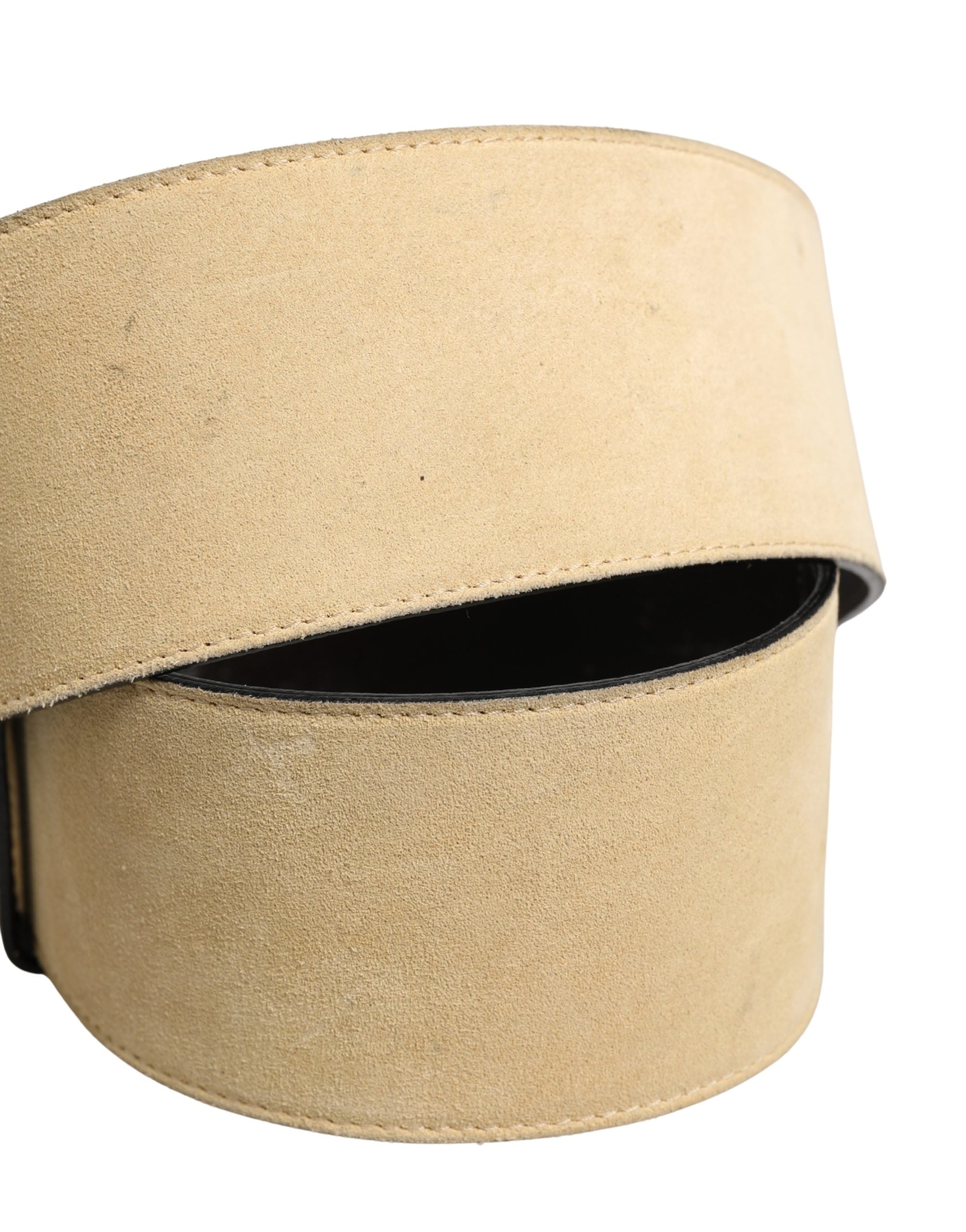 Versace Beige Suede Leather Silver Metal Buckle Women's Belt (Pre-Owned)