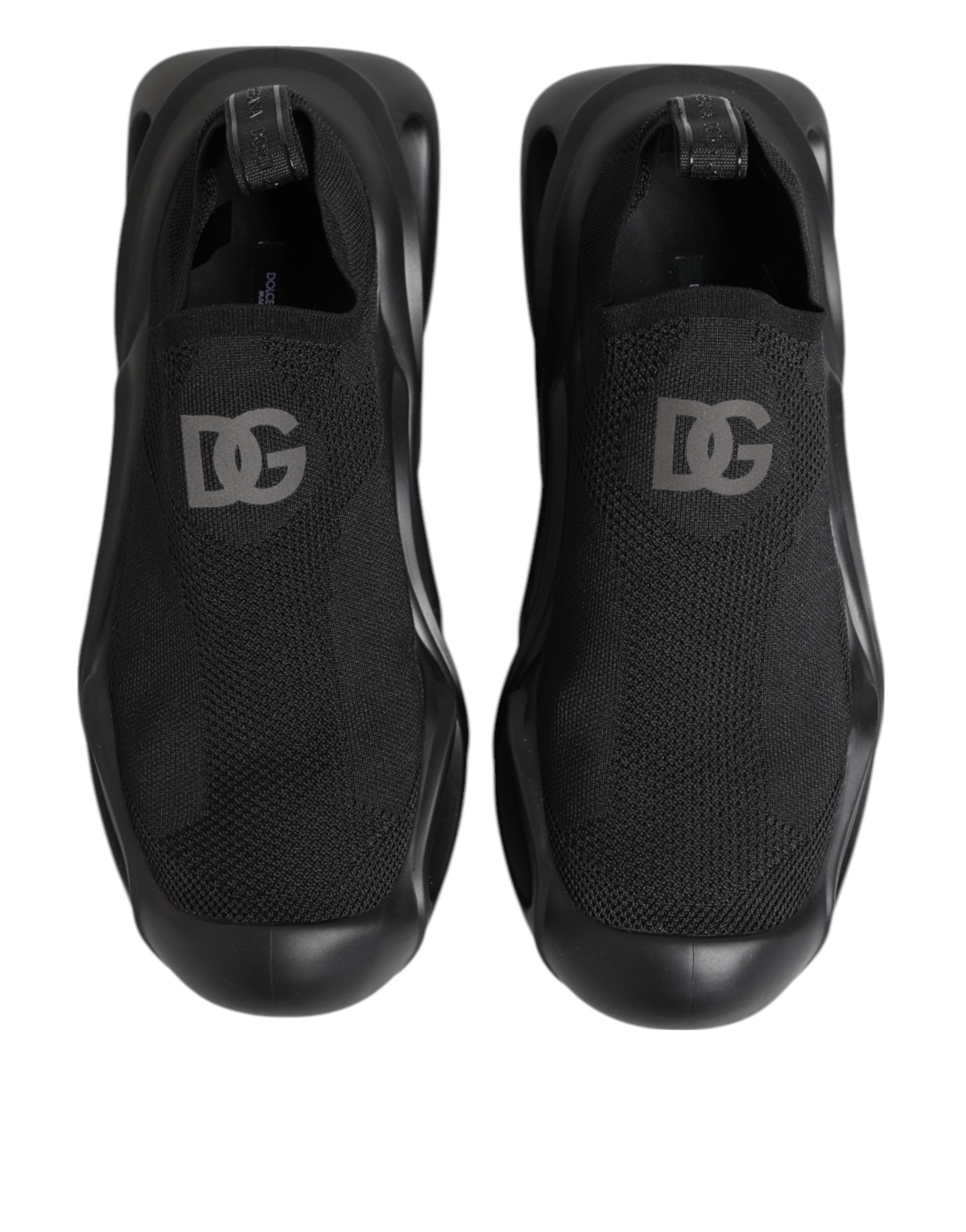 Dolce & Gabbana Black Slip On Wave Low Top Sneakers Men's Shoes