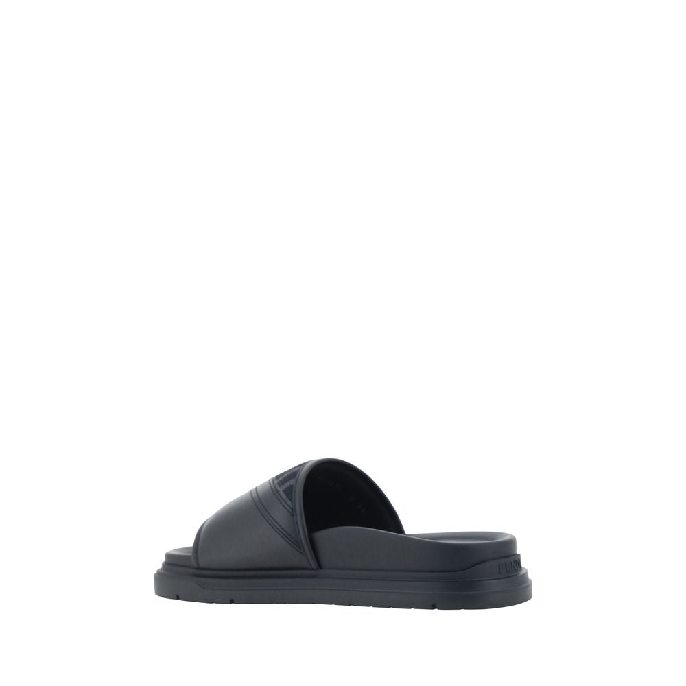 Fendi Gray Fabric Flat Men's Sandals