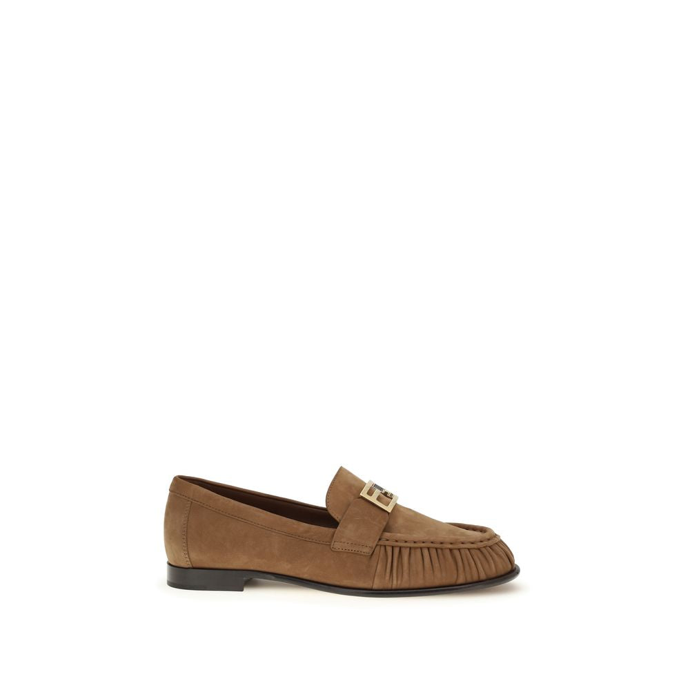 Fendi Brown Lamb Ovis Aries Slip-On Women's Loafers