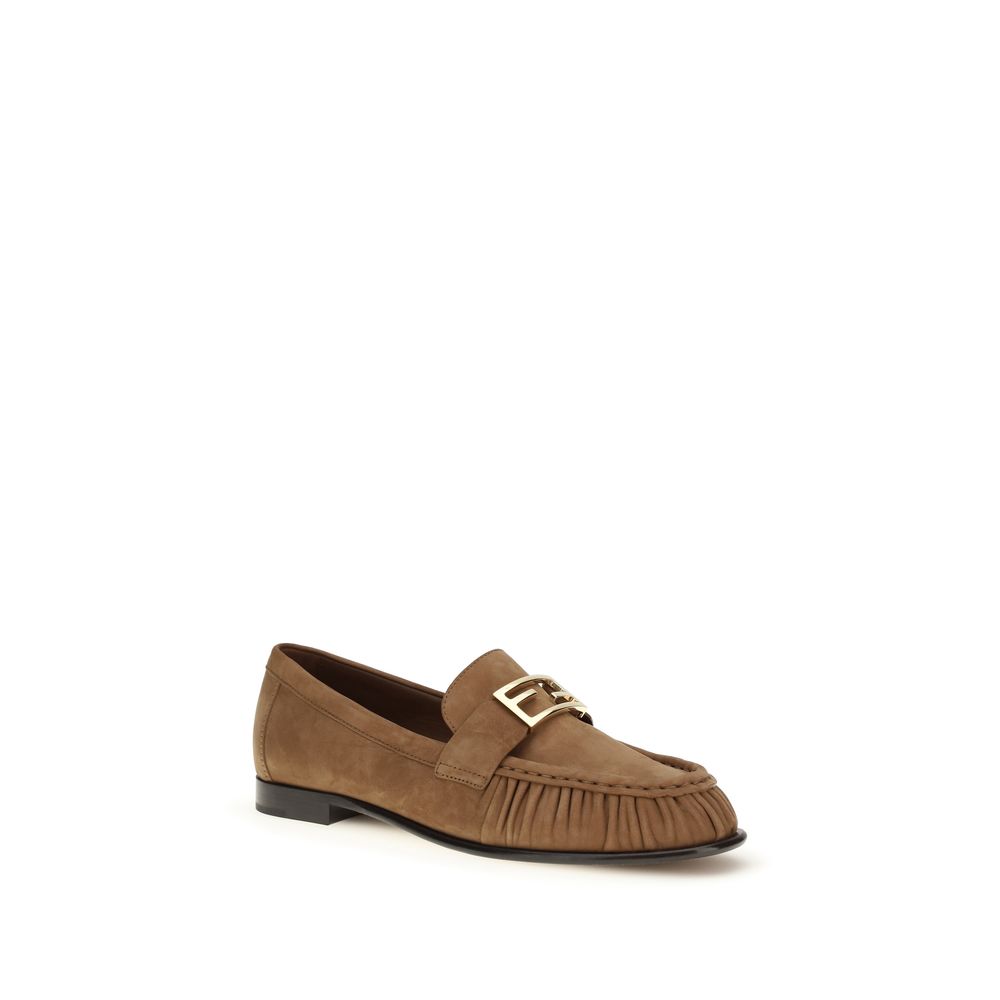 Fendi Brown Lamb Ovis Aries Slip-On Women's Loafers