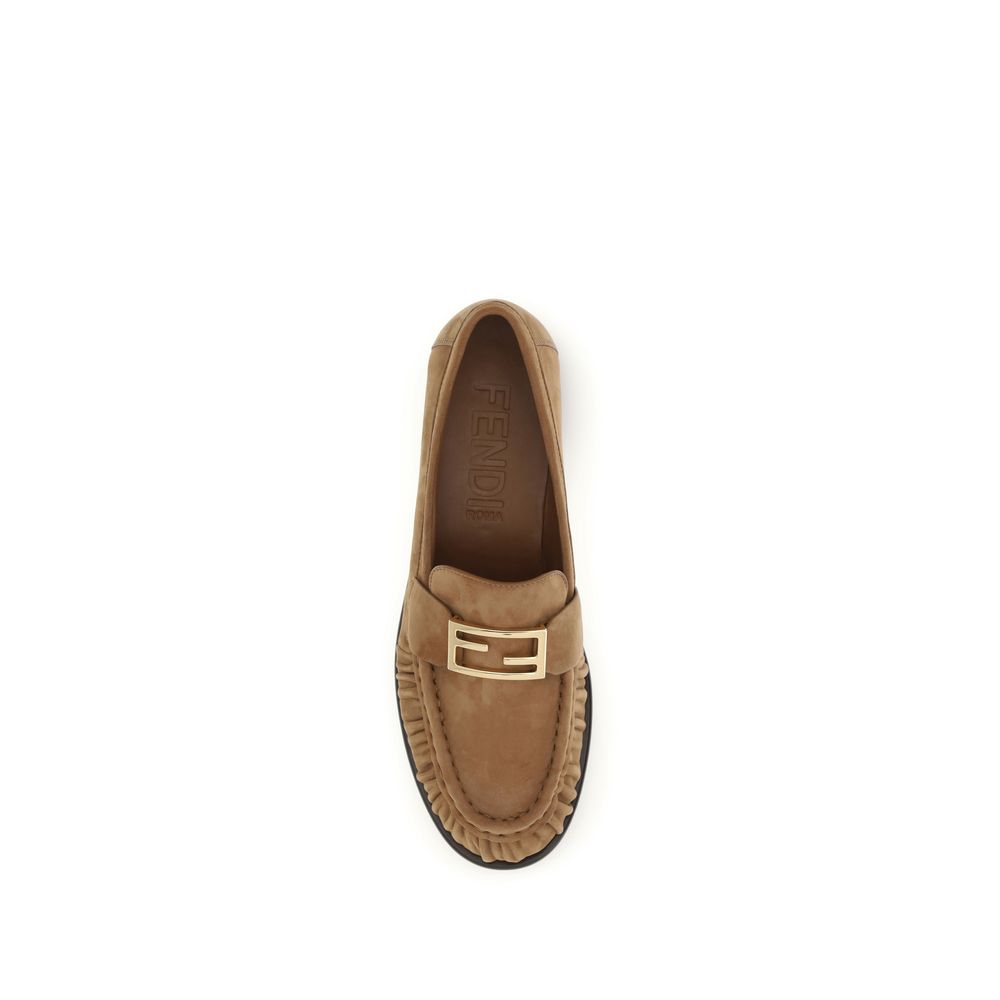 Fendi Brown Lamb Ovis Aries Slip-On Women's Loafers