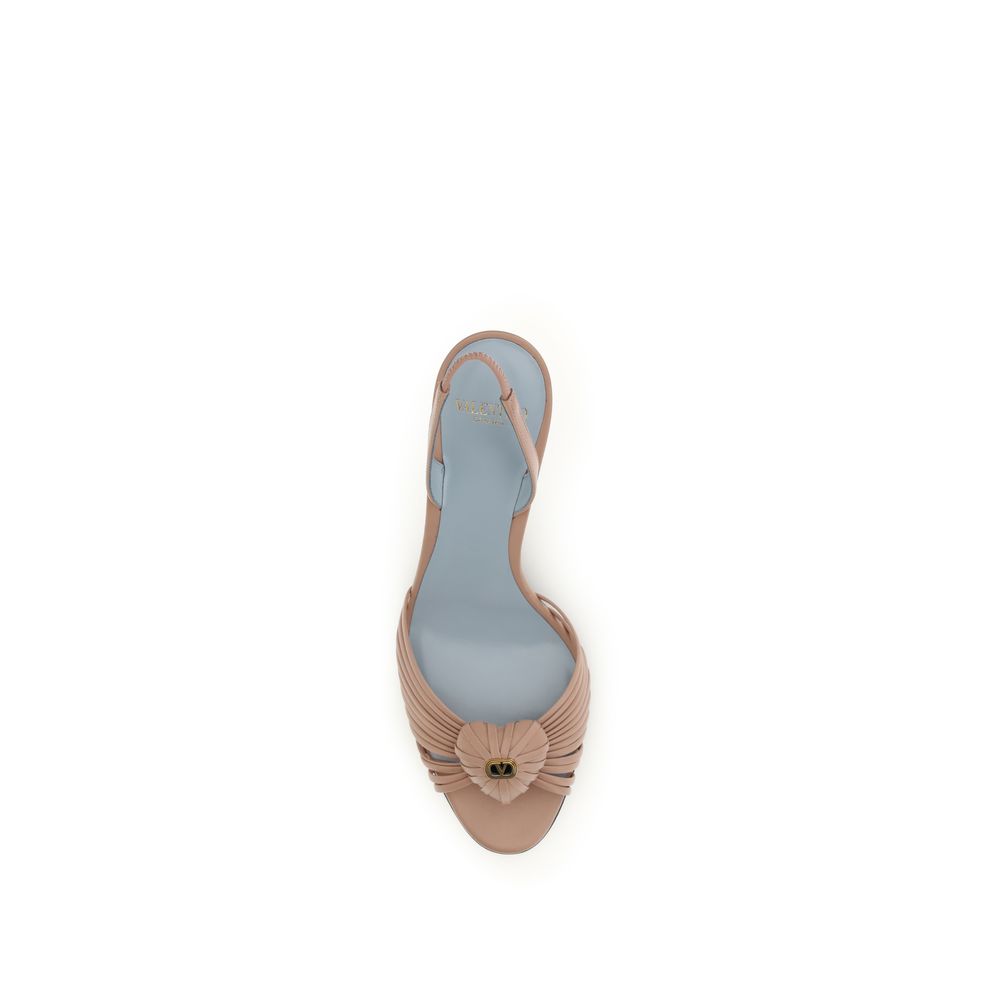 Valentino Garavani Beige Goatskin Stiletto Heel Women's Sandals