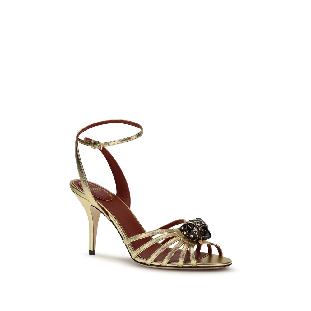 Valentino Garavani Gold Goatskin Stiletto Heel Women's Sandals