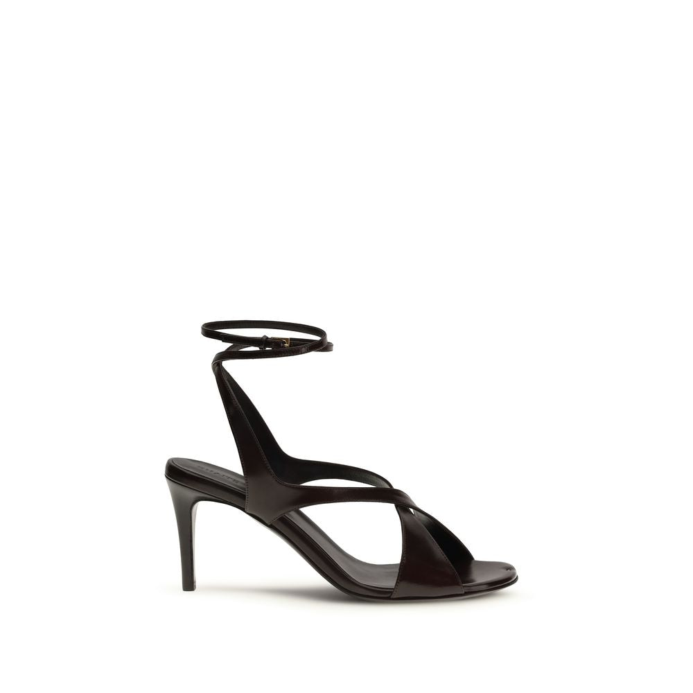 Khaite Black Calf Leather Bos Taurus Strap-On Women's Sandals