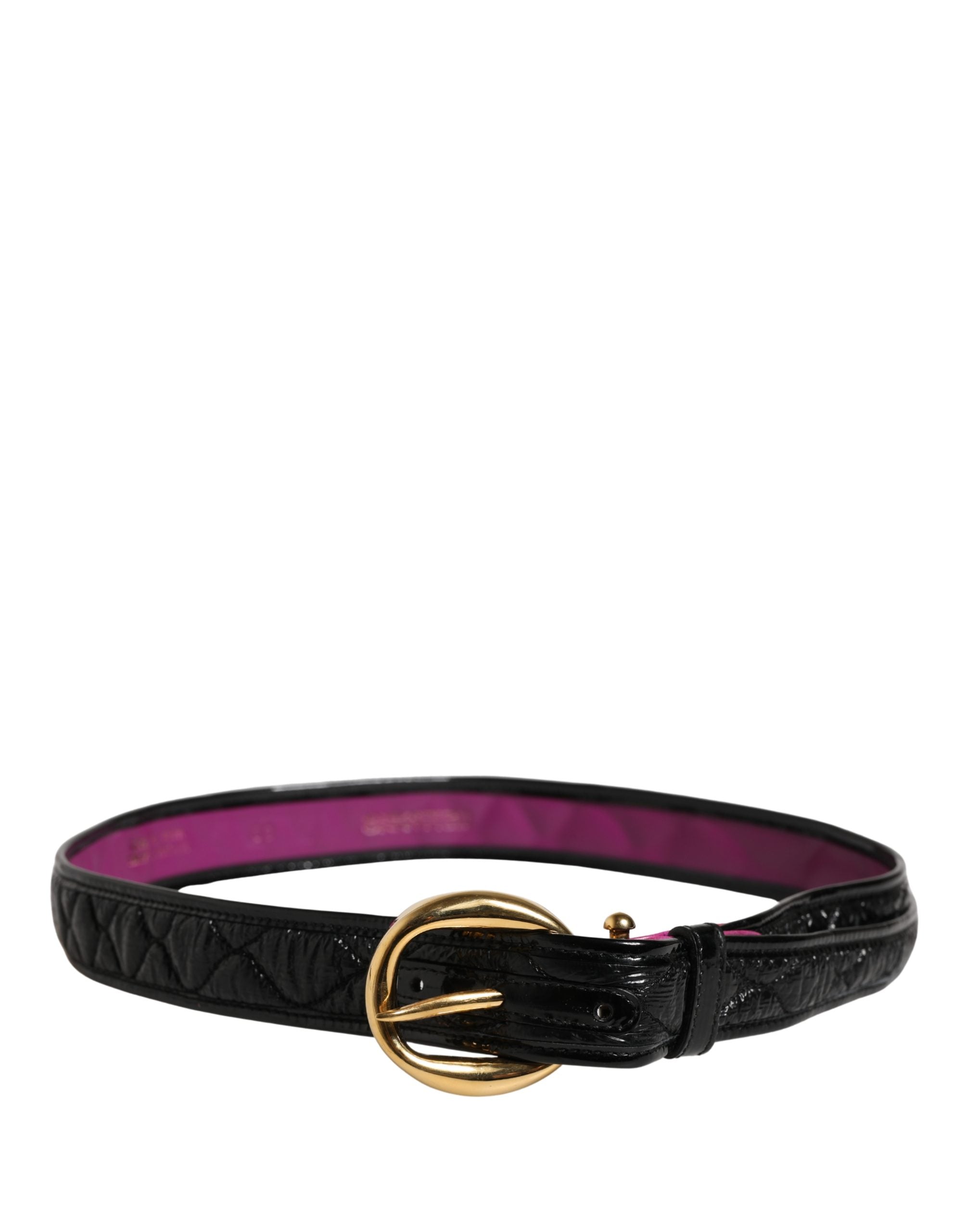 Ermanno Scervino Black Leather Gold Round Buckle Waist Women's Belt (Pre-Owned)