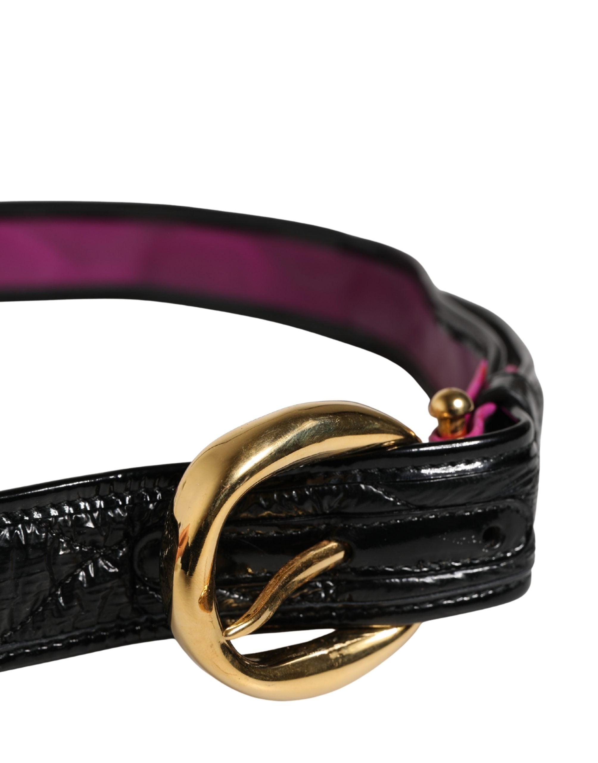 Ermanno Scervino Black Leather Gold Round Buckle Waist Women's Belt (Pre-Owned)