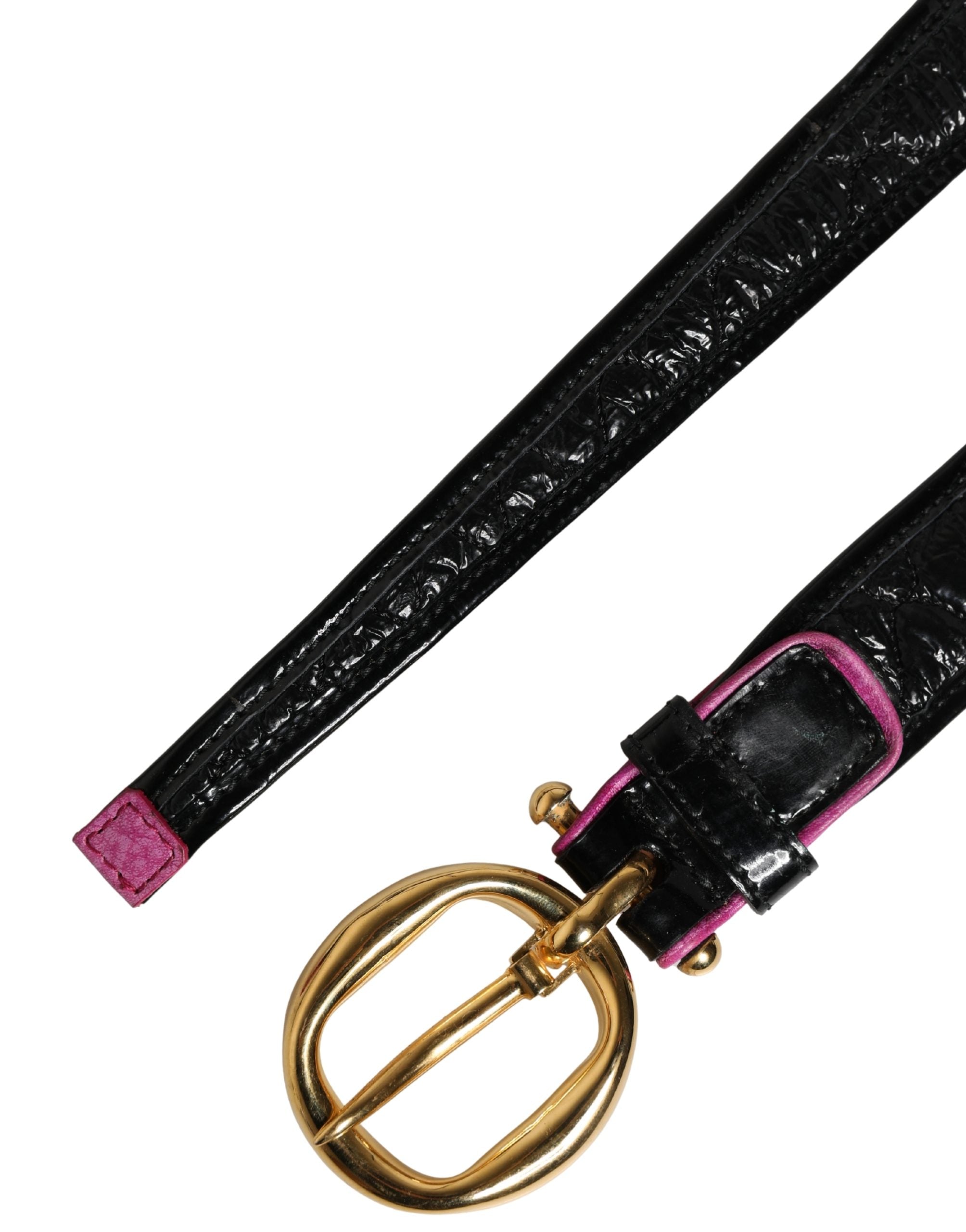 Ermanno Scervino Black Leather Gold Round Buckle Waist Women's Belt (Pre-Owned)