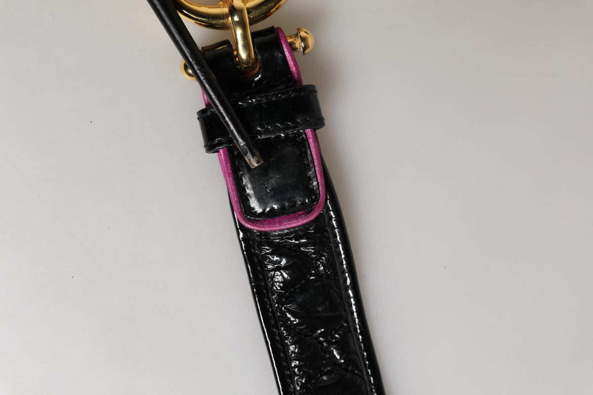 Ermanno Scervino Black Leather Gold Round Buckle Waist Women's Belt (Pre-Owned)
