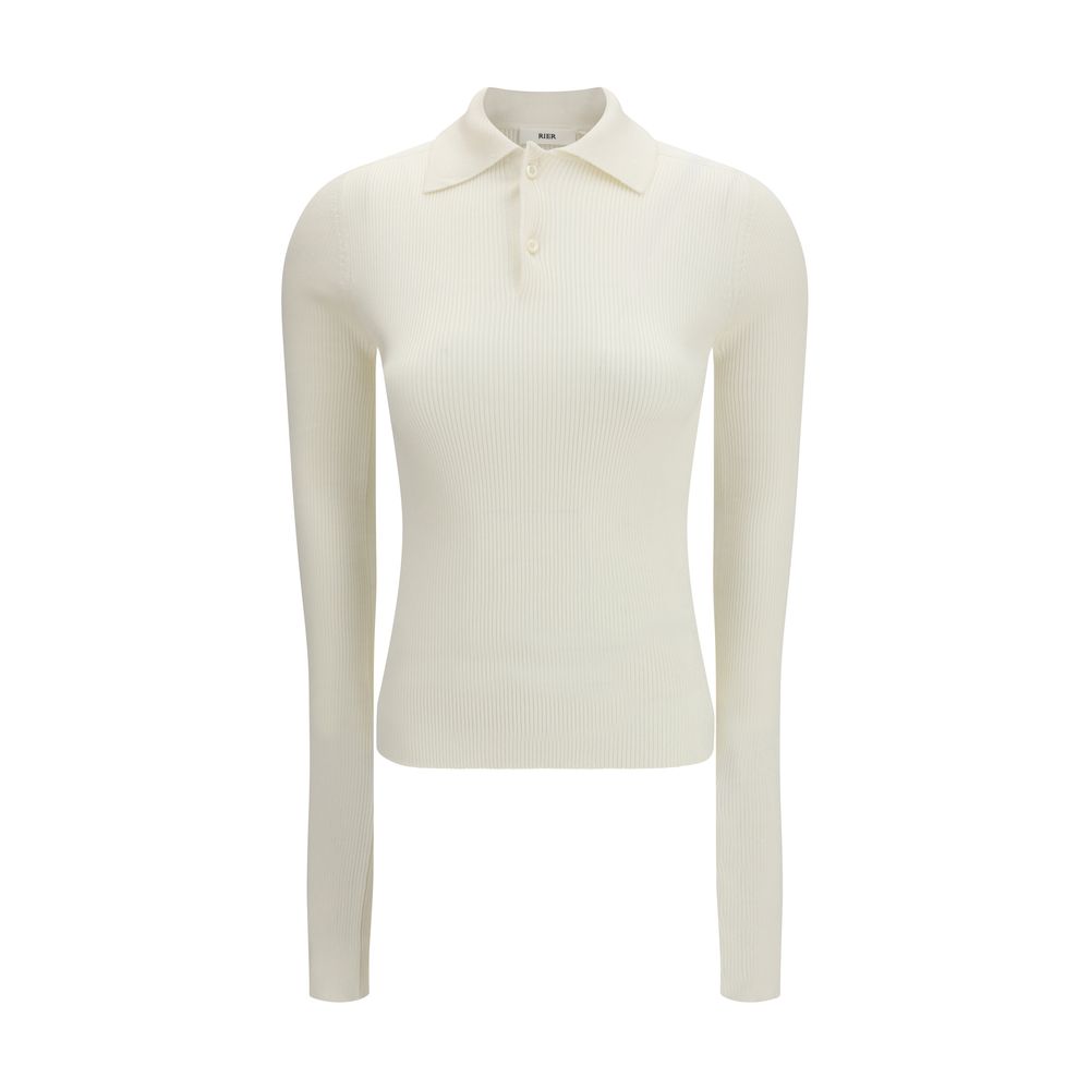 RIER White Silk Polo Women's Shirt