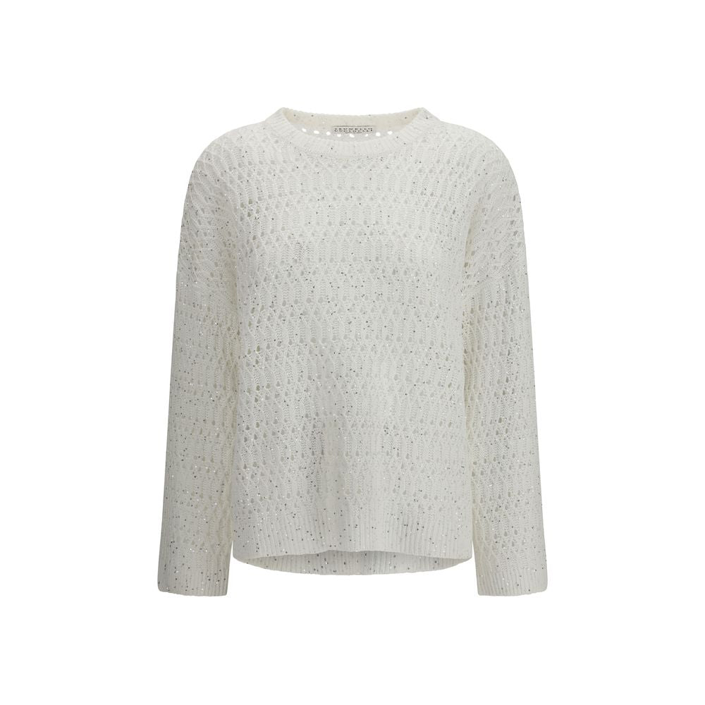 Brunello Cucinelli White Silk Women's Sweatshirt