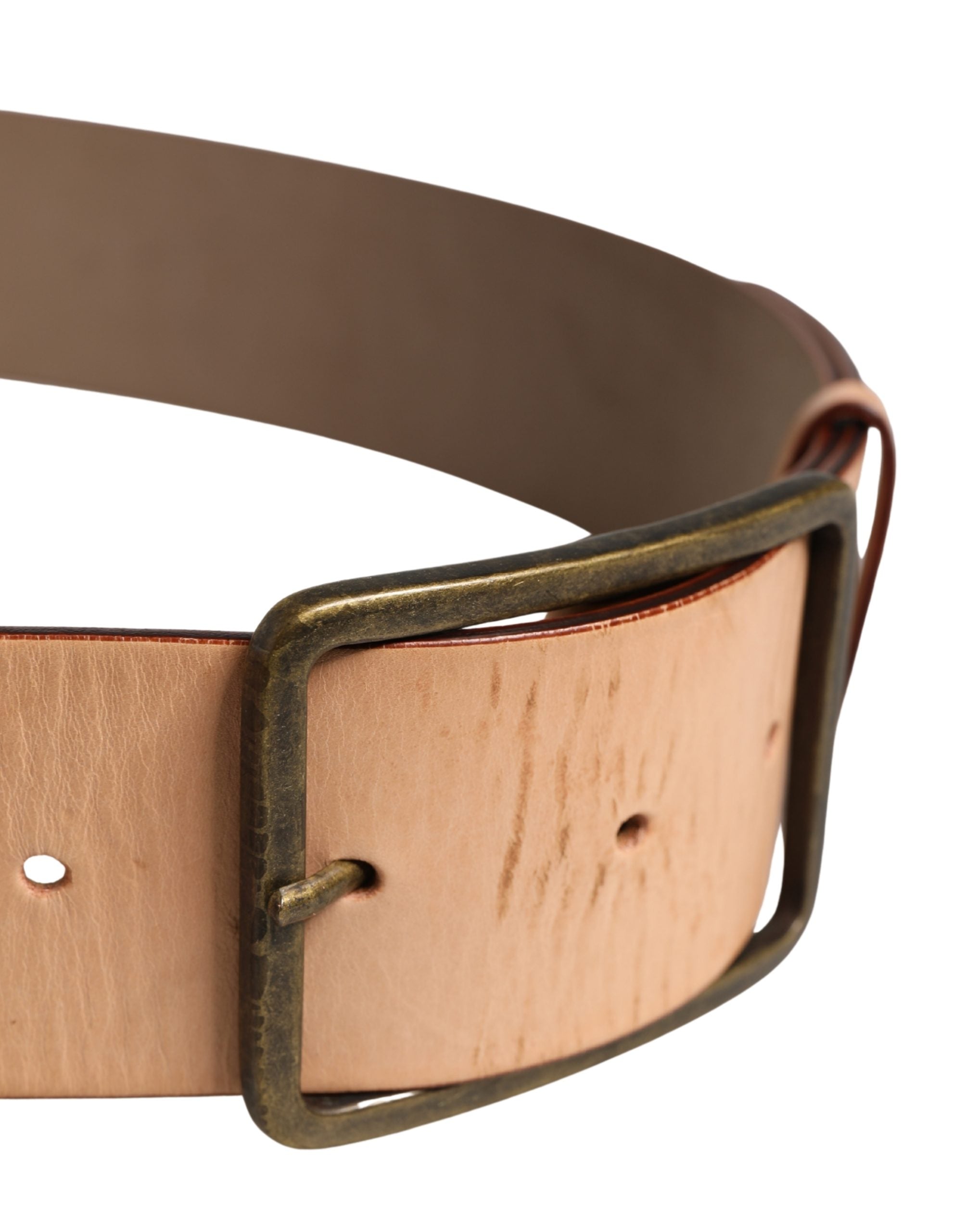 Patrizia Pepe Beige Genuine Leather Wide Waist Metal Buckle Women's Belt (Pre-Owned)