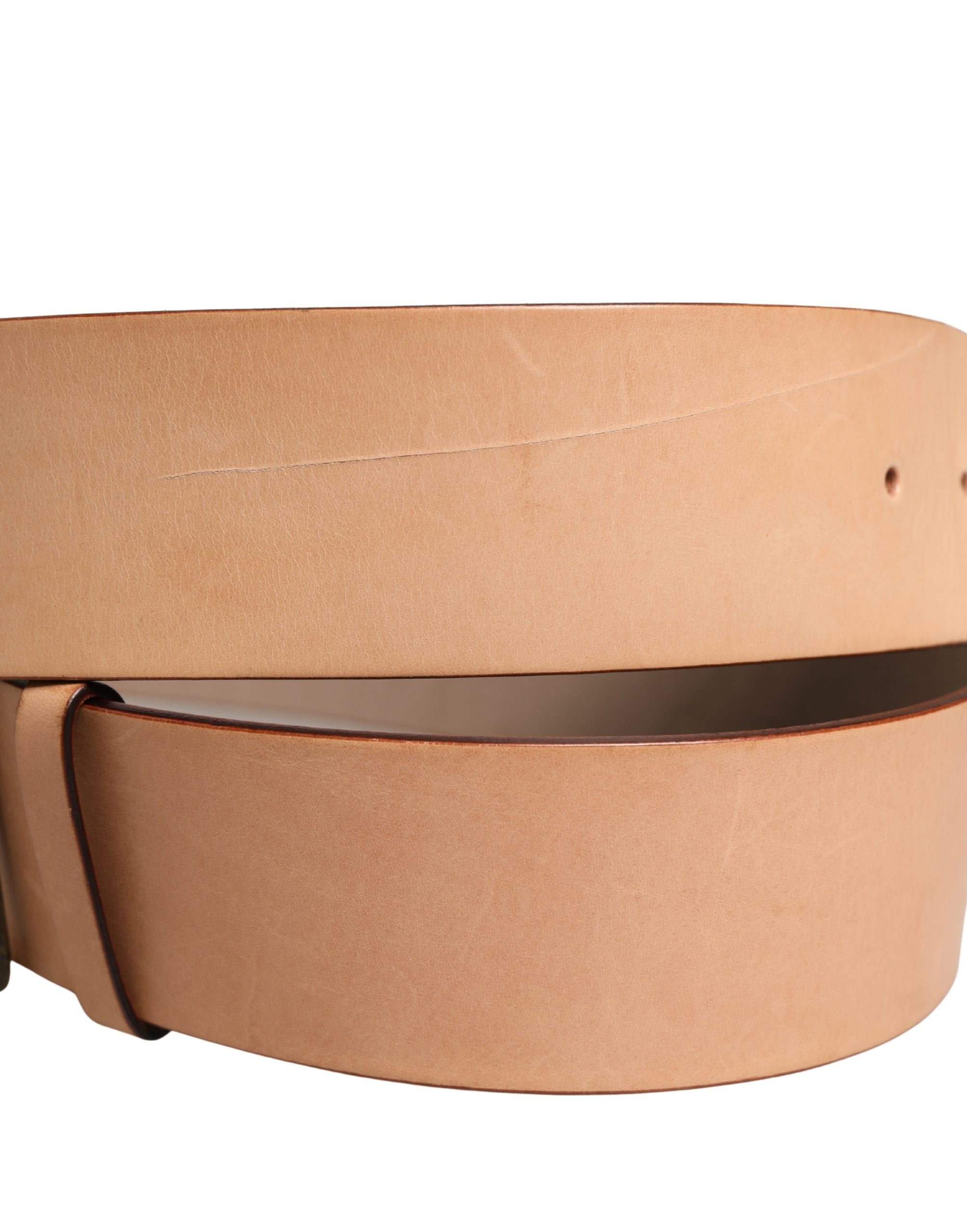Patrizia Pepe Beige Genuine Leather Wide Waist Metal Buckle Women's Belt (Pre-Owned)