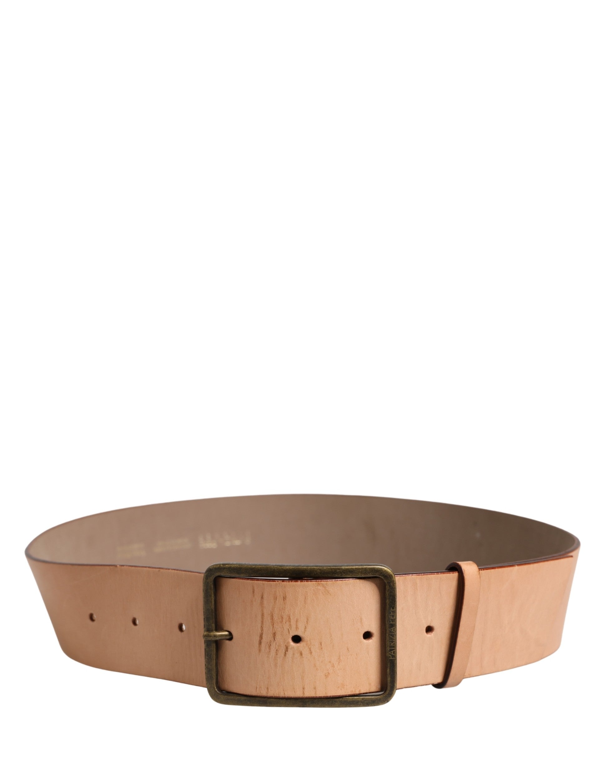 Patrizia Pepe Beige Genuine Leather Wide Waist Metal Buckle Women's Belt (Pre-Owned)