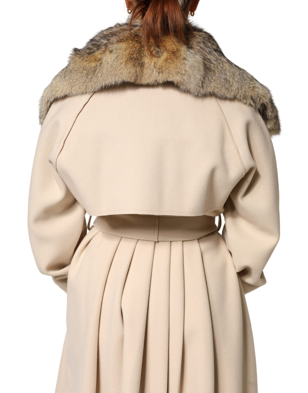 Dolce & Gabbana Brown Fur Shoulder Collar Neck Wrap Women's Scarf