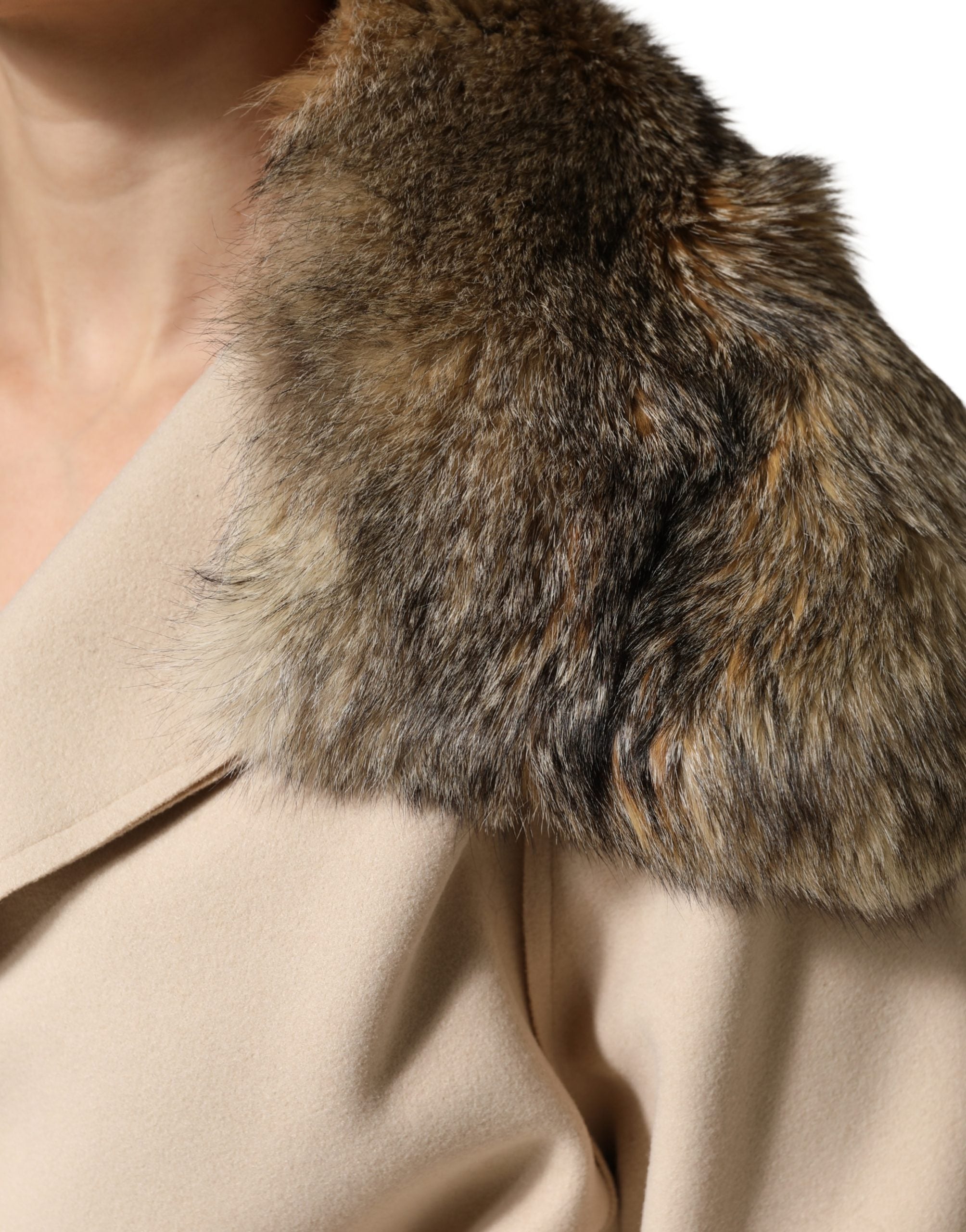 Dolce & Gabbana Brown Fur Shoulder Collar Neck Wrap Women's Scarf