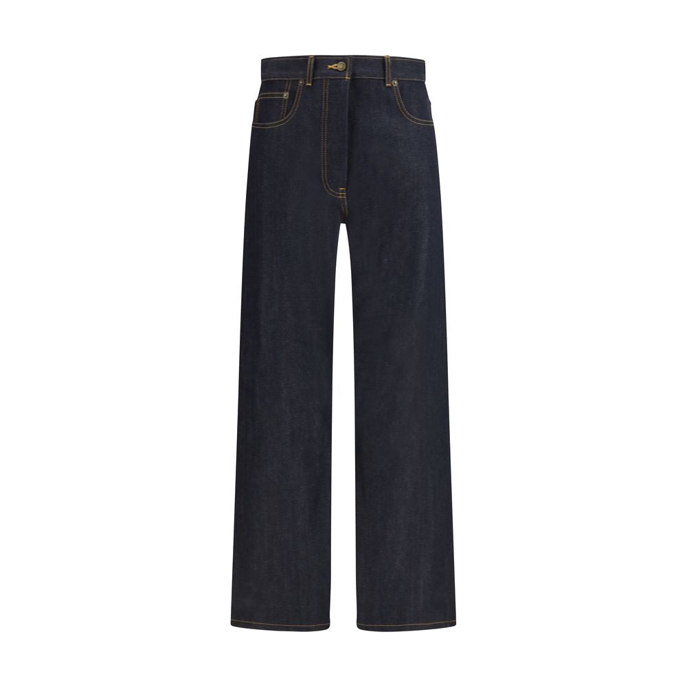 Thom Browne Blue Cotton Straight-Leg Women's Jeans