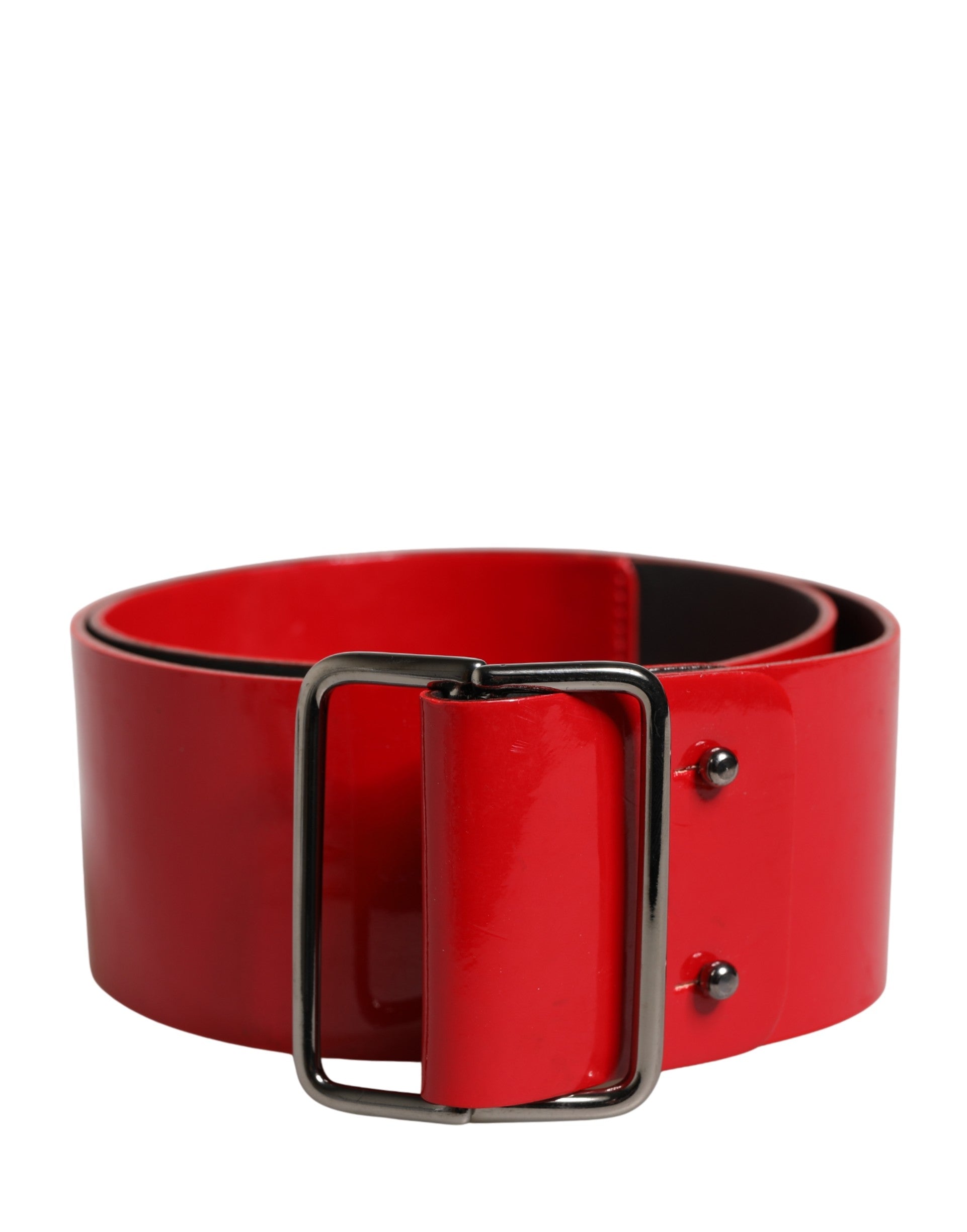 Costume National Red Wide Waist Silver Metal Buckle Women's Belt (Pre-Owned)
