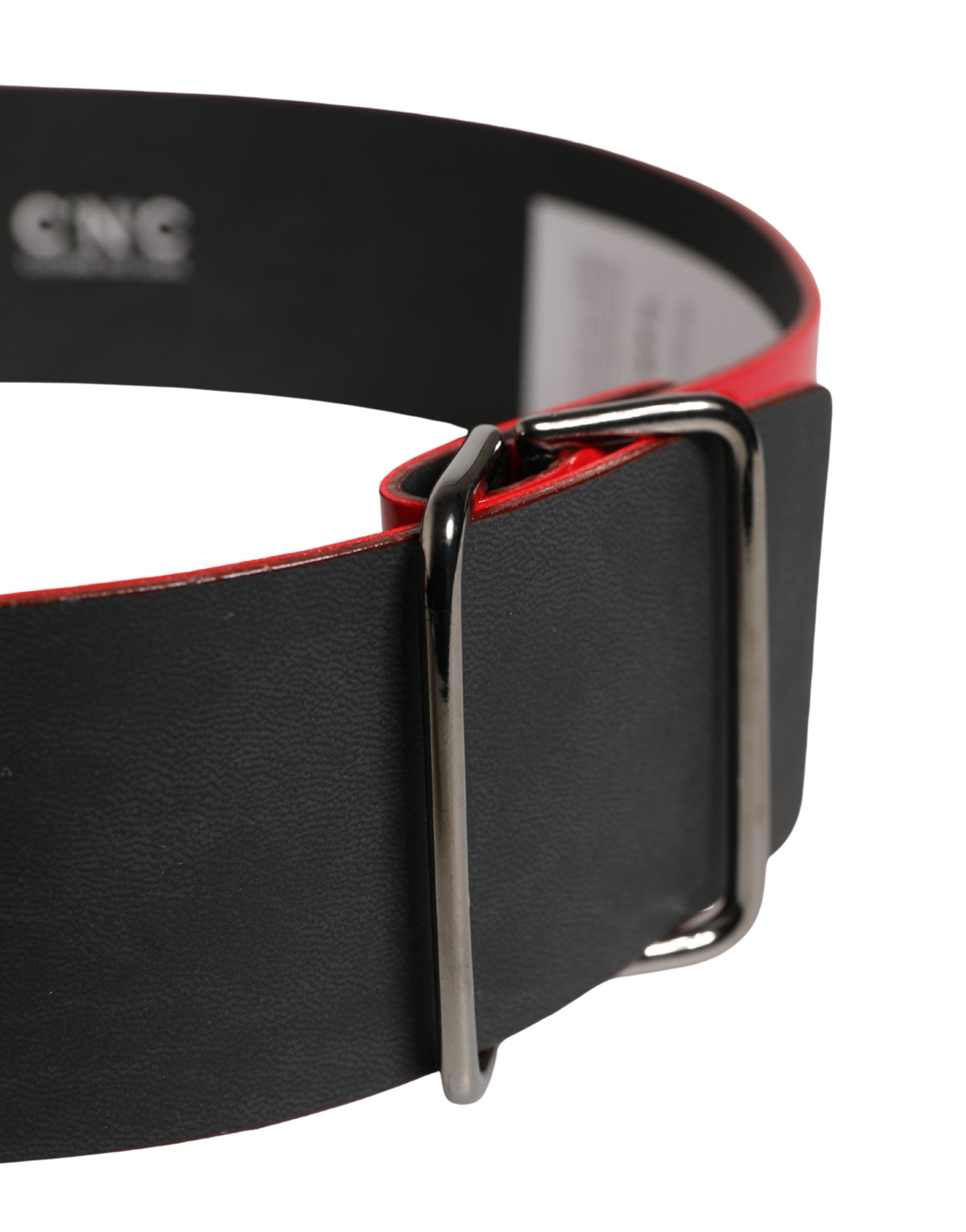 Costume National Red Wide Waist Silver Metal Buckle Women's Belt (Pre-Owned)