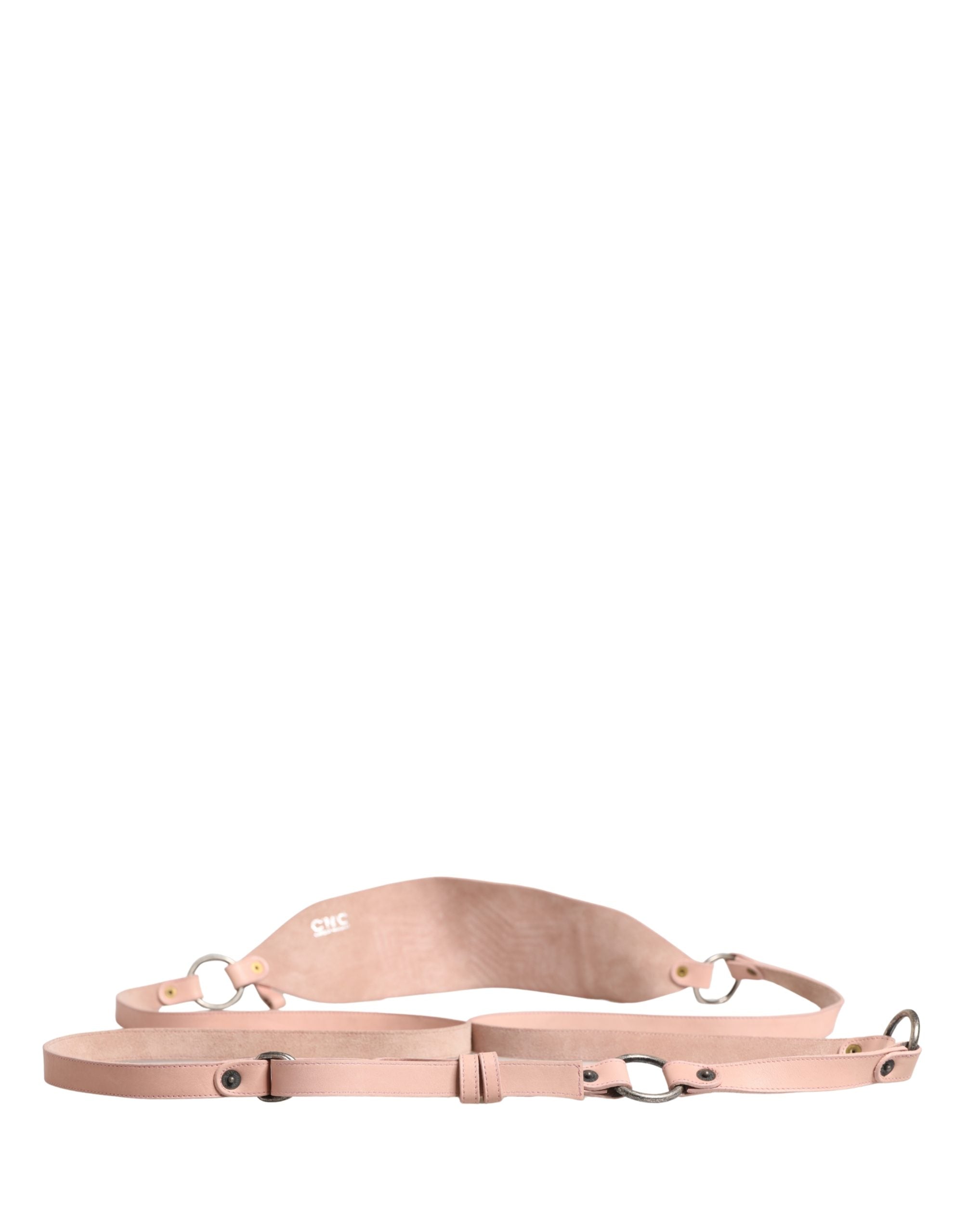 Costume National Light Pink Leather Wide Waist Round Buckle Women's Belt (Pre-Owned)