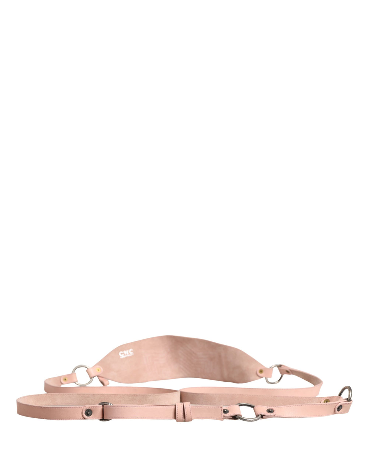 Costume National Light Pink Leather Wide Waist Round Buckle Women's Belt (Pre-Owned)
