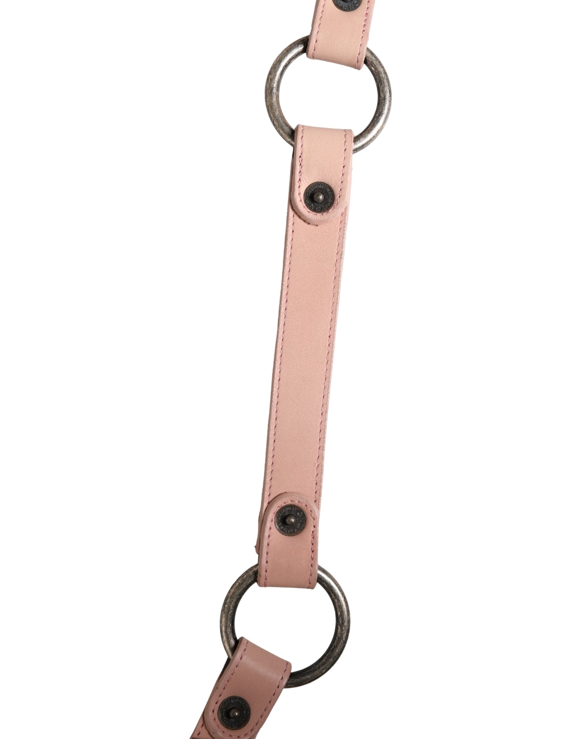 Costume National Light Pink Leather Wide Waist Round Buckle Women's Belt (Pre-Owned)