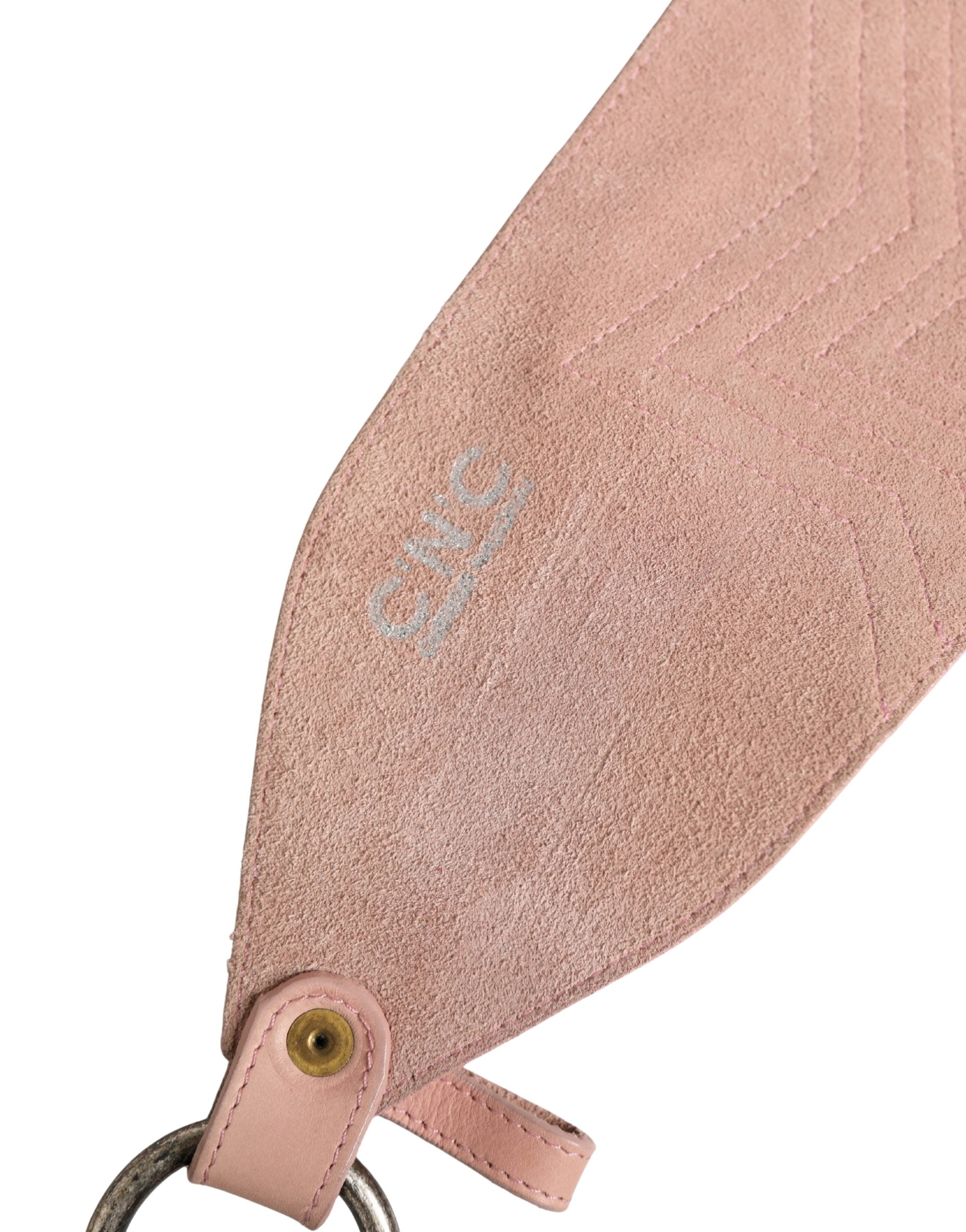 Costume National Light Pink Leather Wide Waist Round Buckle Women's Belt (Pre-Owned)