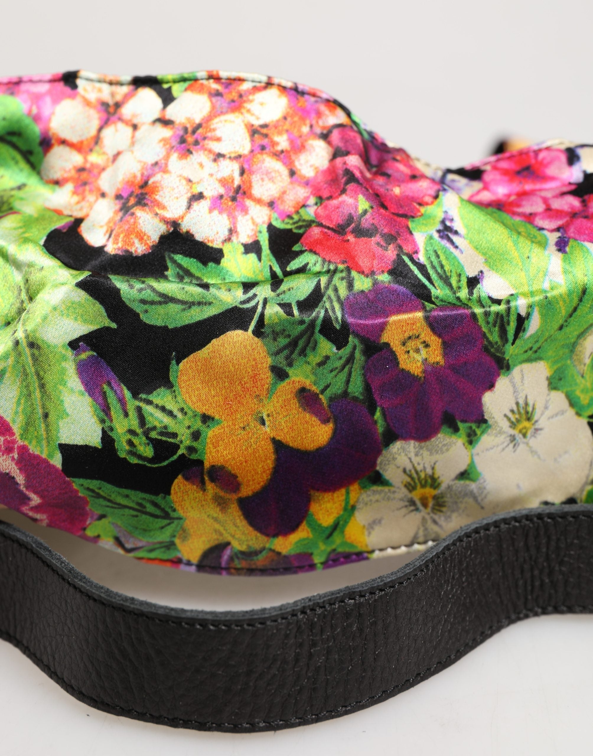 Cavalli Class Multicolor Floral Wide Waist Gold Metal Buckle Cintura Women's Belt