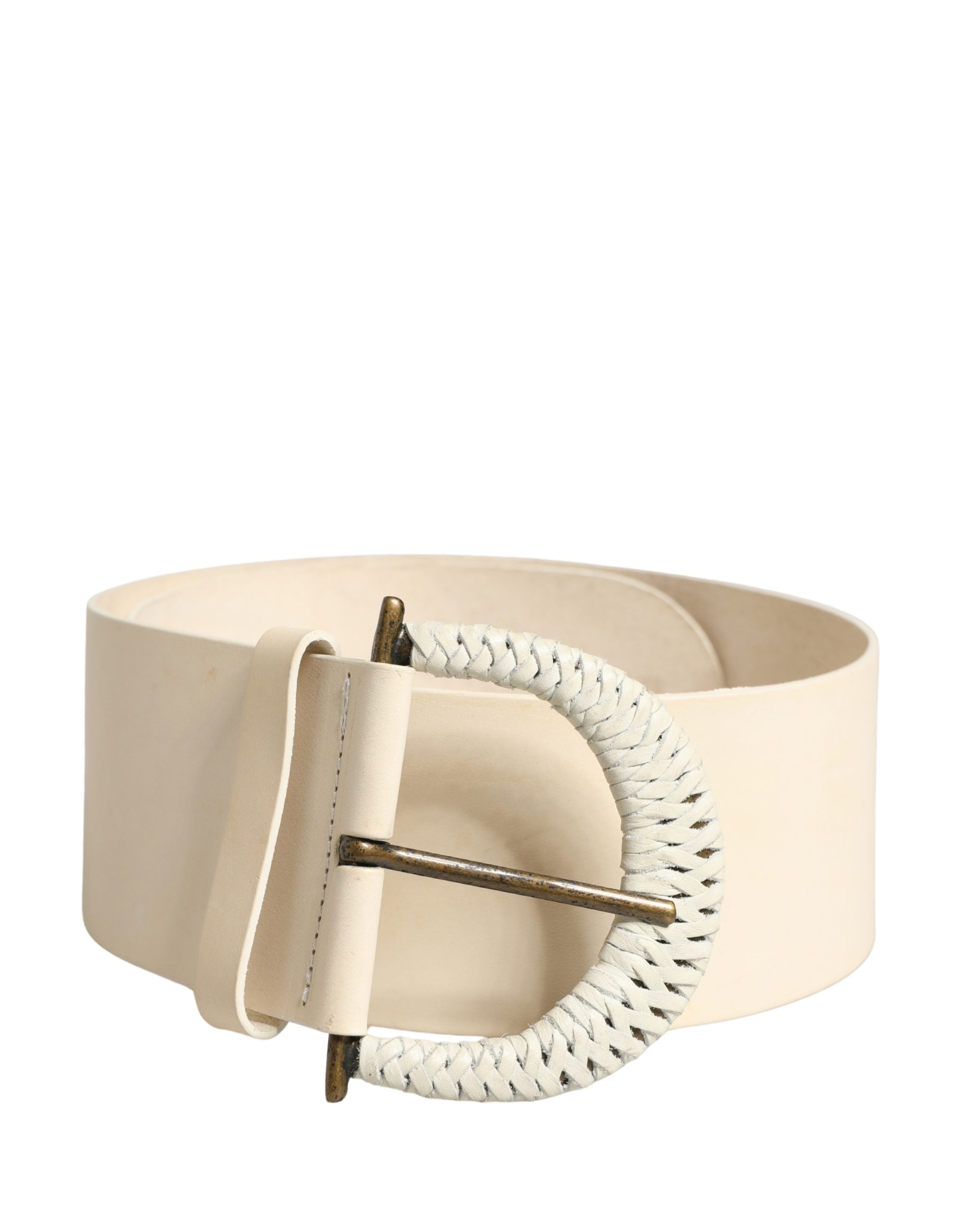 Cavalli Class Off White Leather Waist Women Cintura Buckle Women's Belt (Pre-Owned)