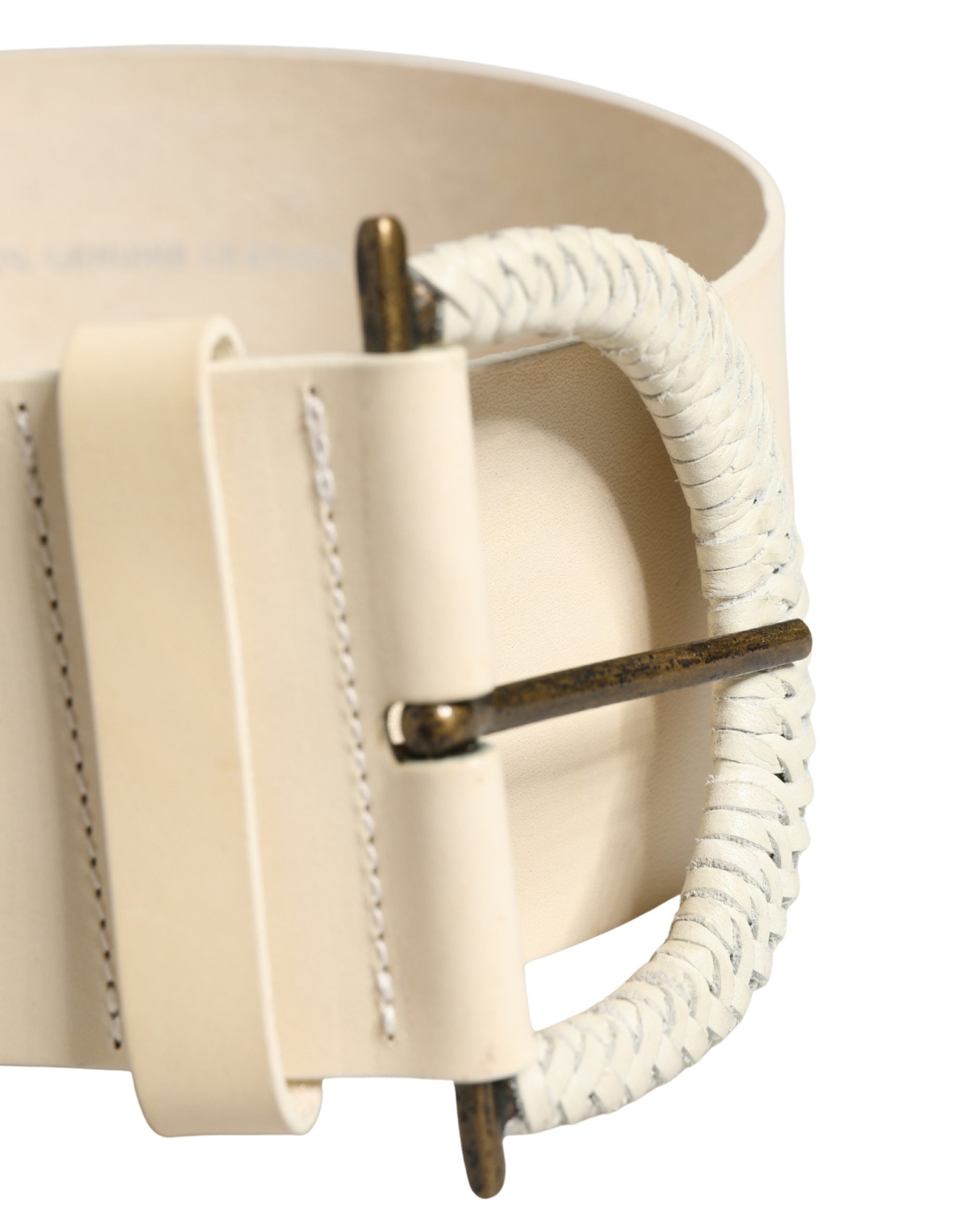 Cavalli Class Off White Leather Waist Women Cintura Buckle Women's Belt (Pre-Owned)