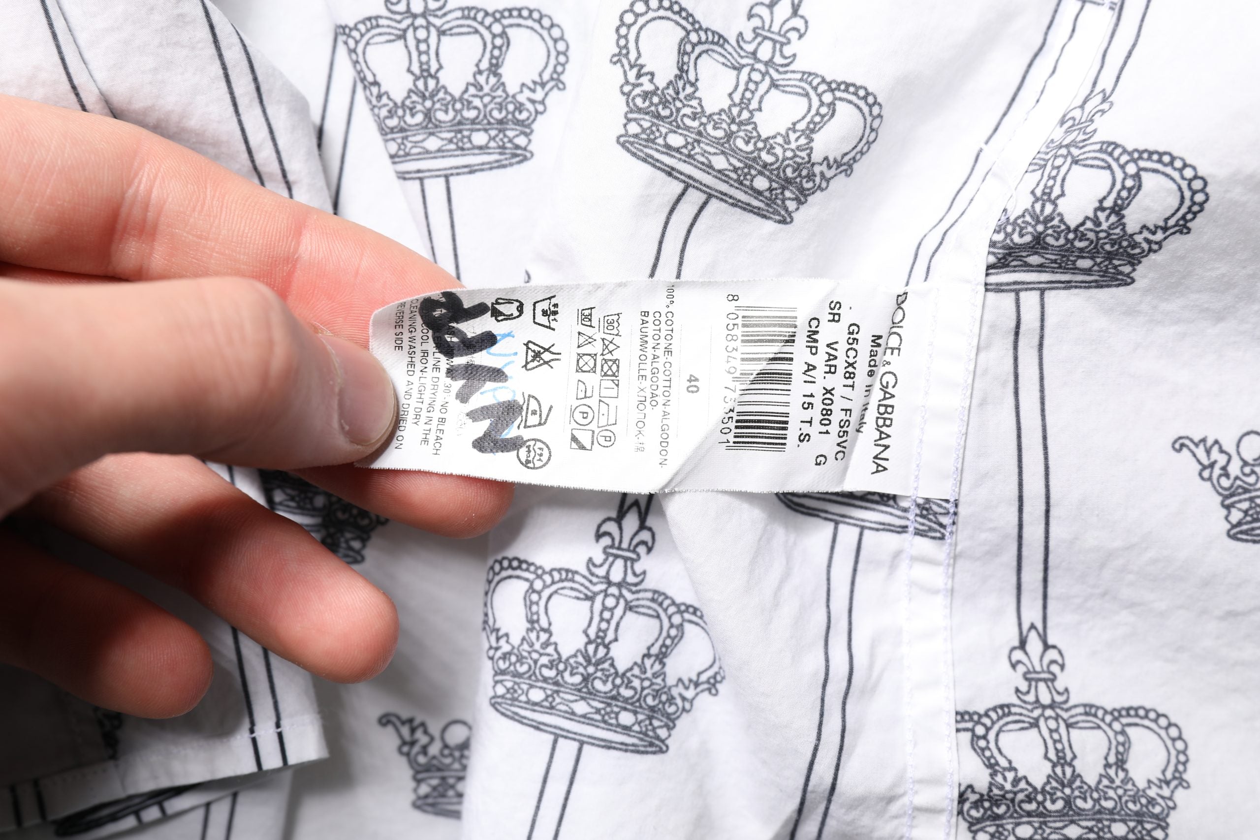 Dolce & Gabbana White GOLD Crown Cotton Dress Formal Men's Shirt