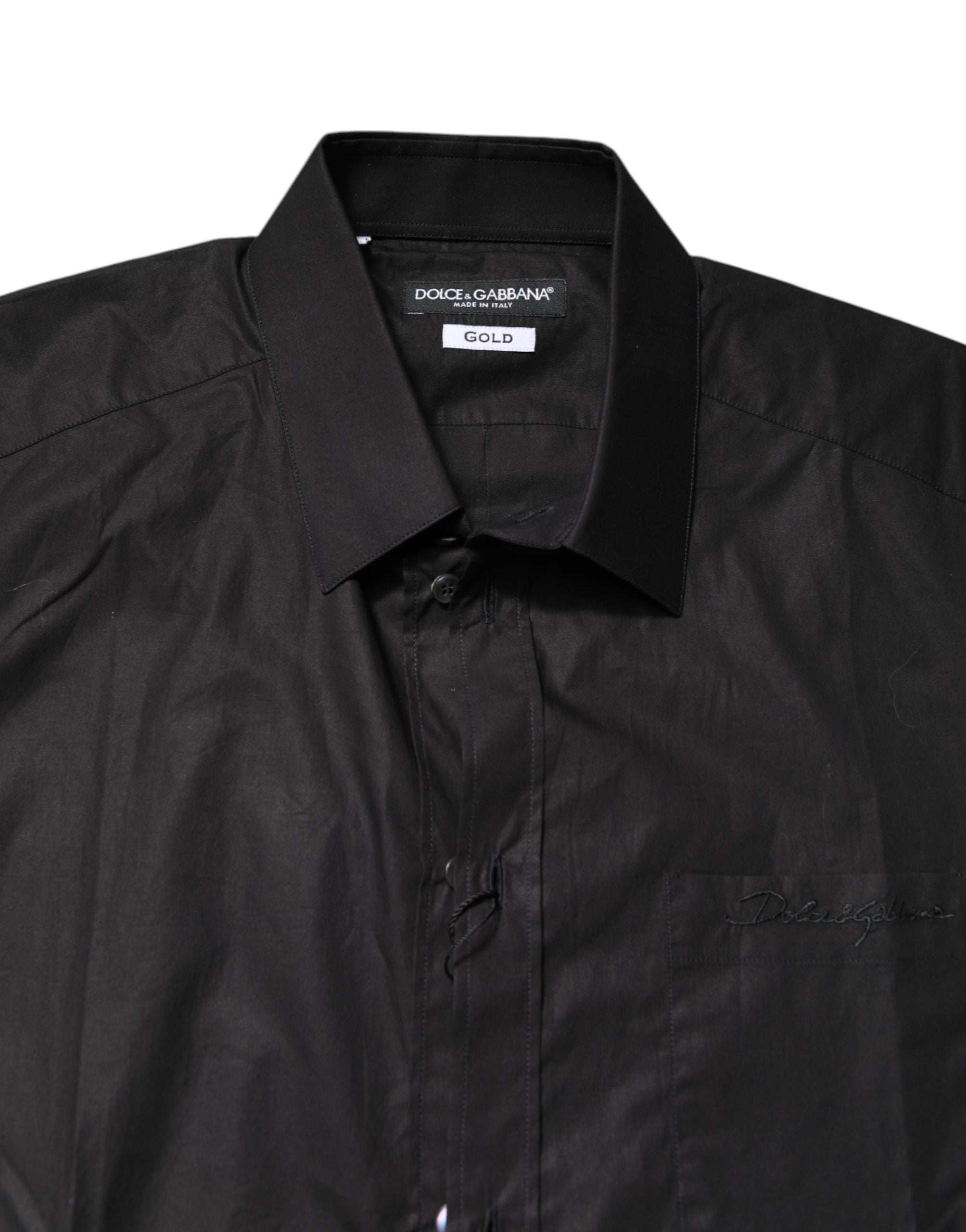 Dolce & Gabbana Black GOLD Cotton Collared Formal Dress Men's Shirt