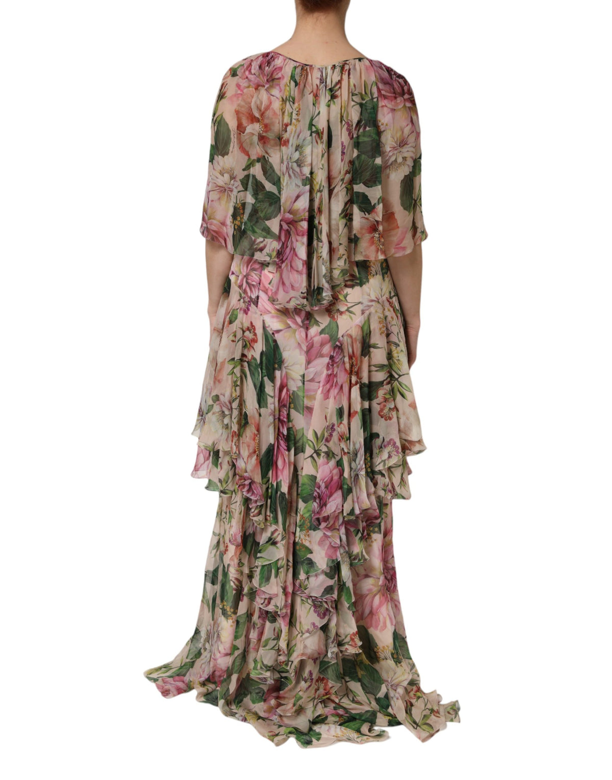 Dolce & Gabbana Multicolor Floral Silk Layered Maxi Women's Dress