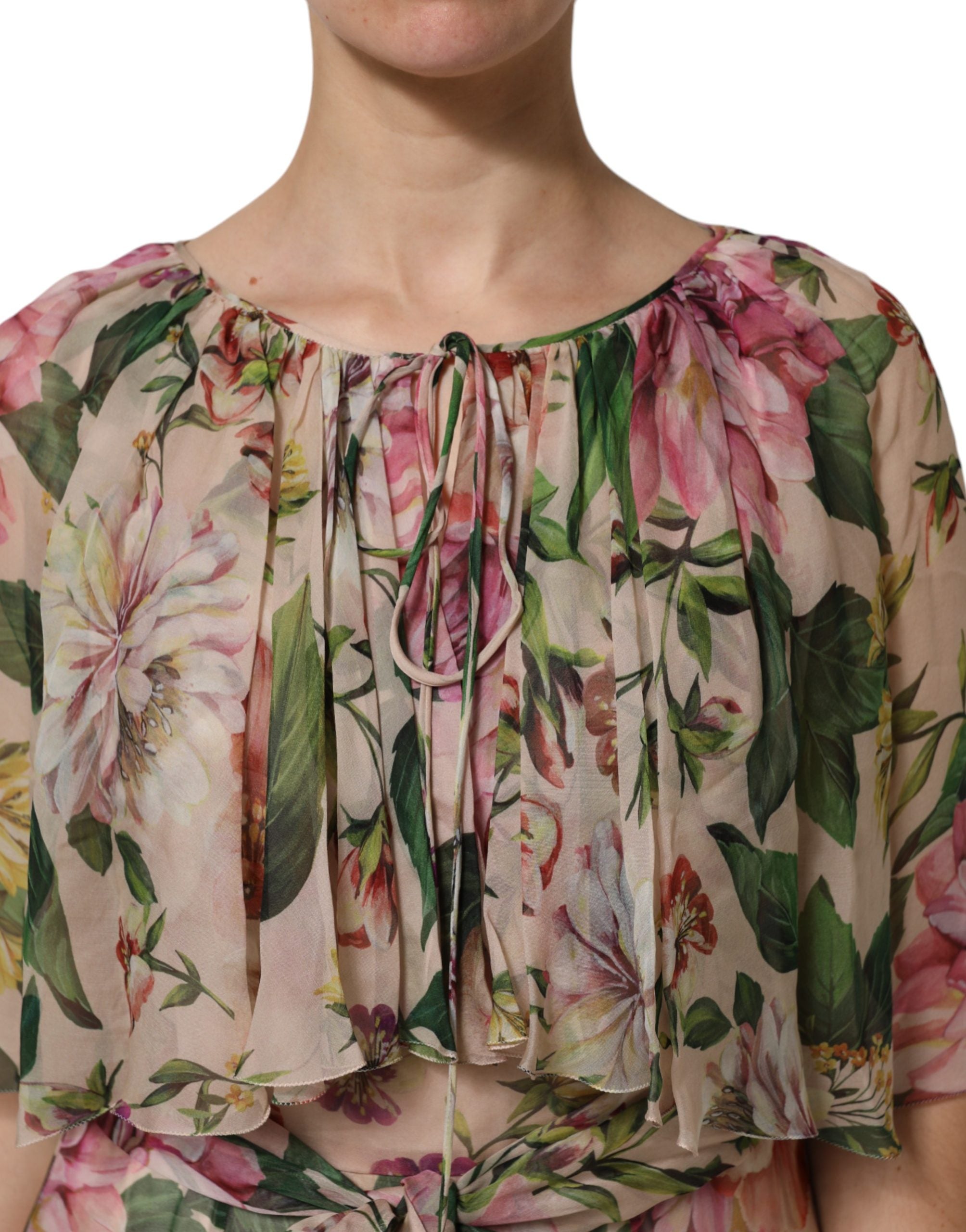 Dolce & Gabbana Multicolor Floral Silk Layered Maxi Women's Dress