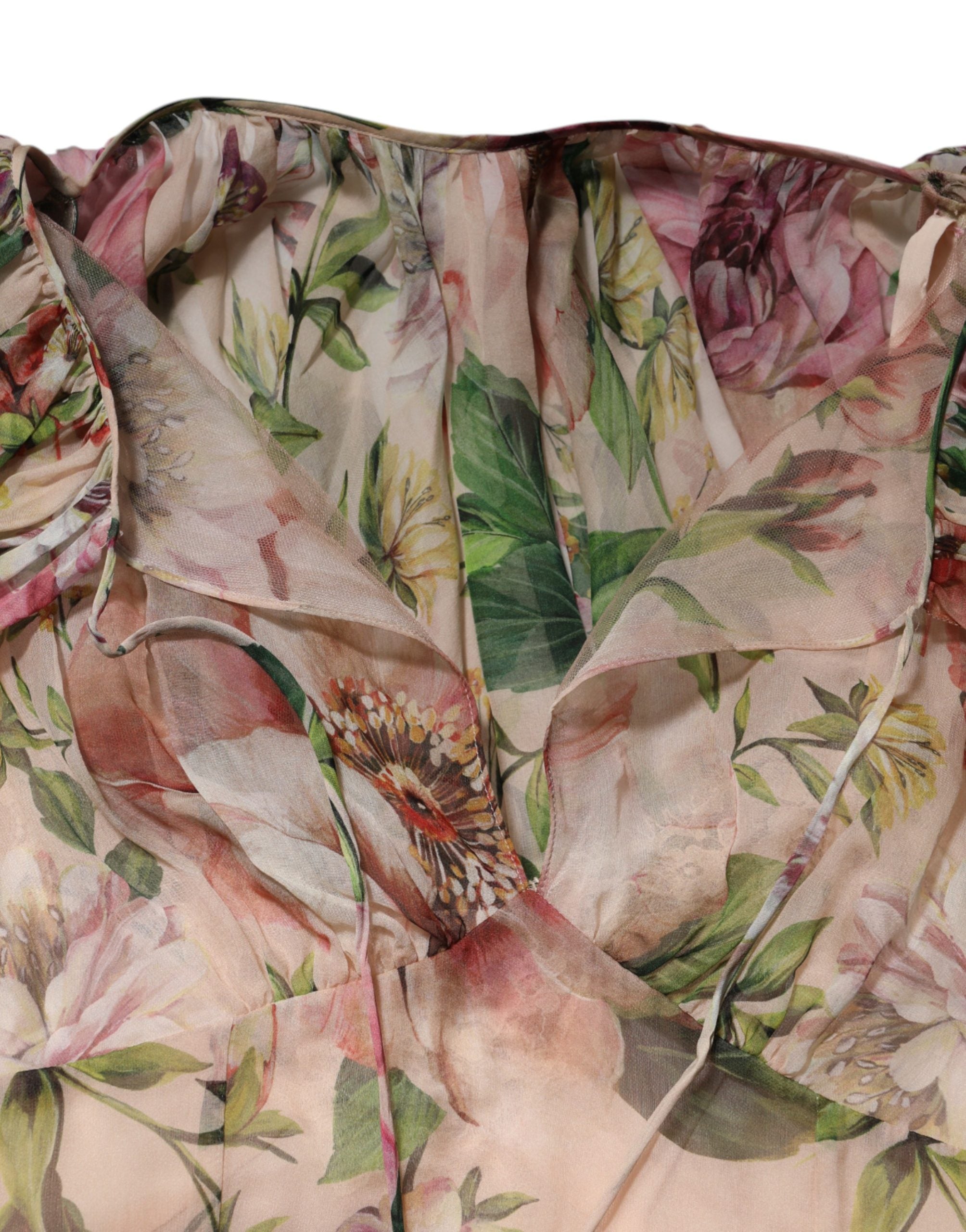 Dolce & Gabbana Multicolor Floral Silk Layered Maxi Women's Dress