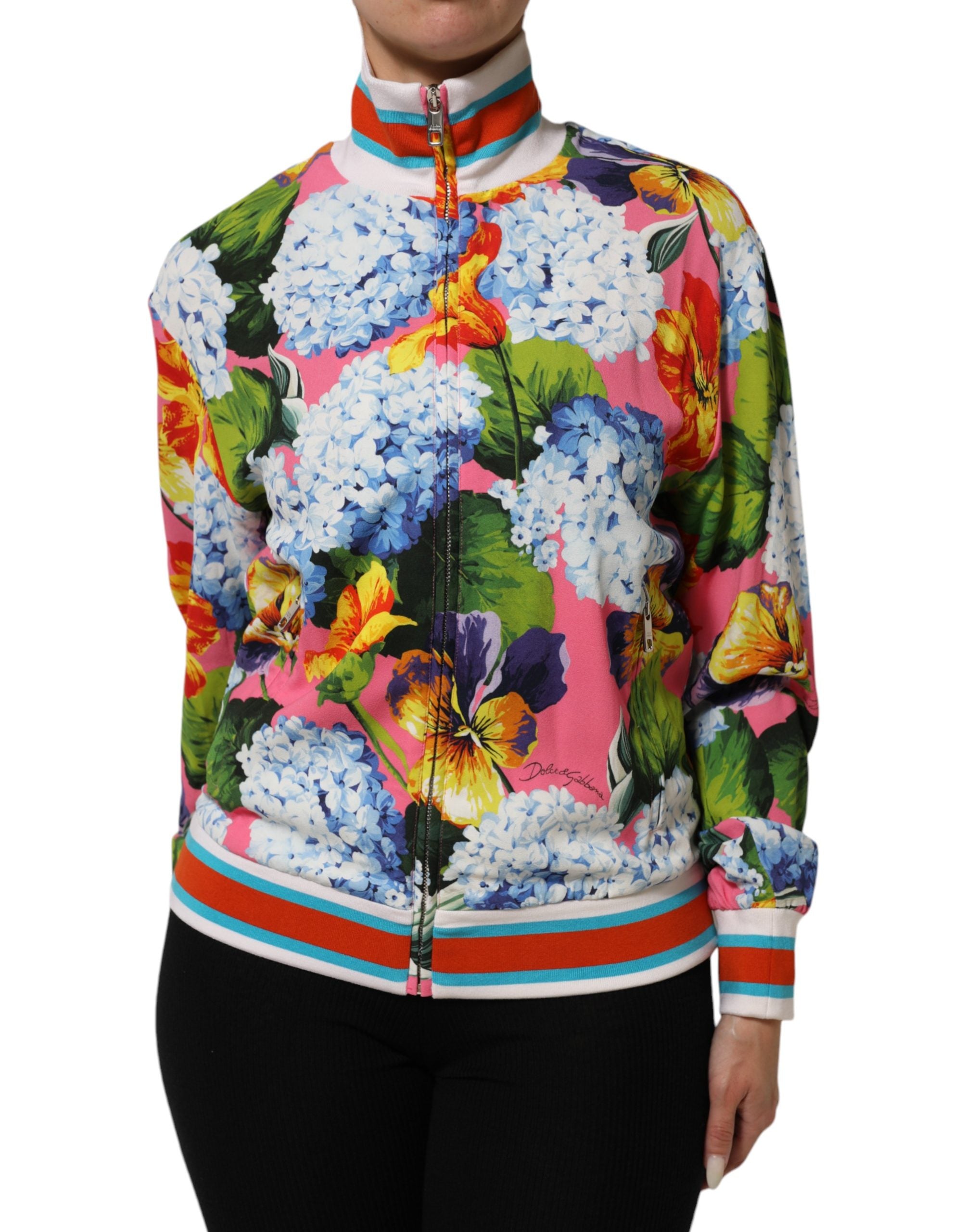 Dolce & Gabbana Multicolor Floral Print Zip Cardigan Women's Jacket