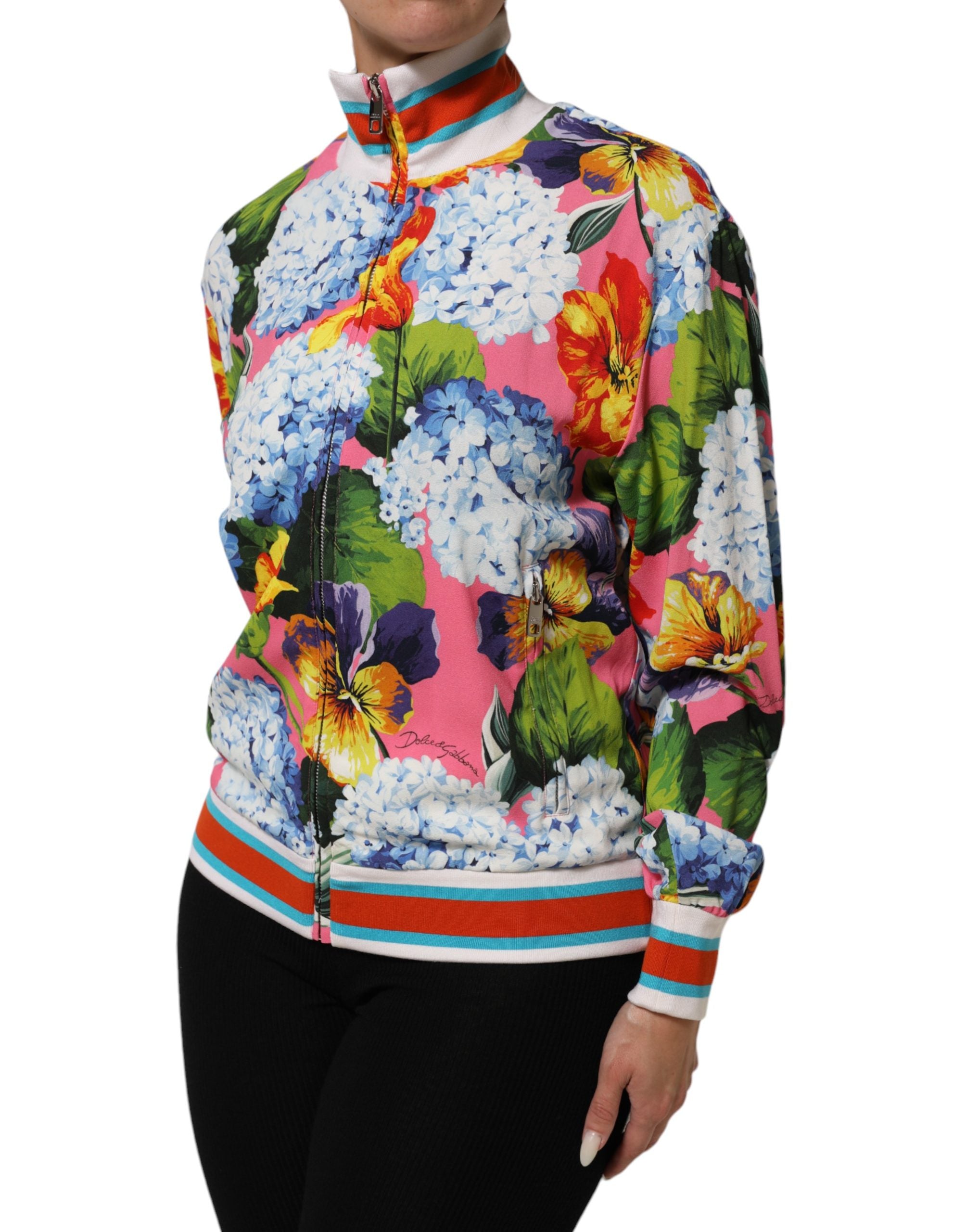 Dolce & Gabbana Multicolor Floral Print Zip Cardigan Women's Jacket