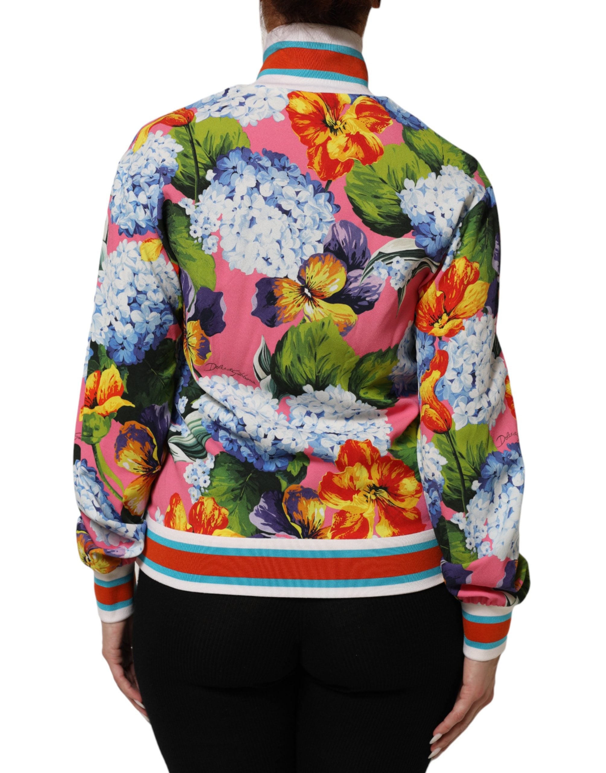 Dolce & Gabbana Multicolor Floral Print Zip Cardigan Women's Jacket