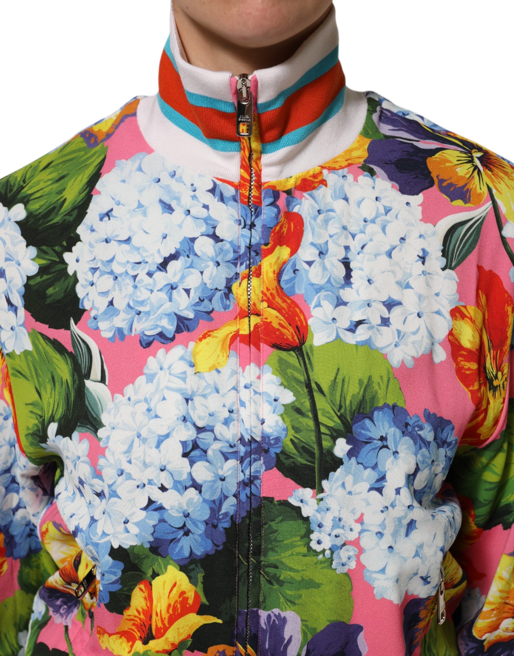 Dolce & Gabbana Multicolor Floral Print Zip Cardigan Women's Jacket