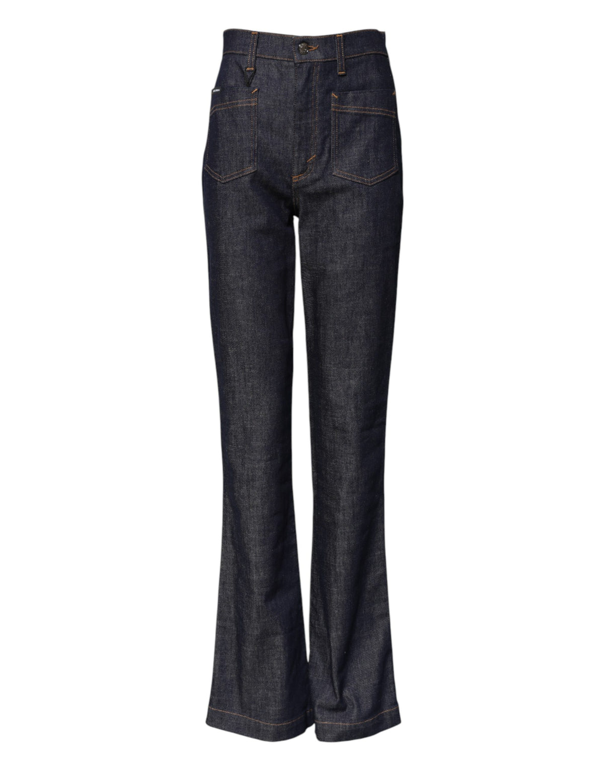 Dolce & Gabbana Dark Blue Cotton Flared Wide Leg Denim Women's Jeans