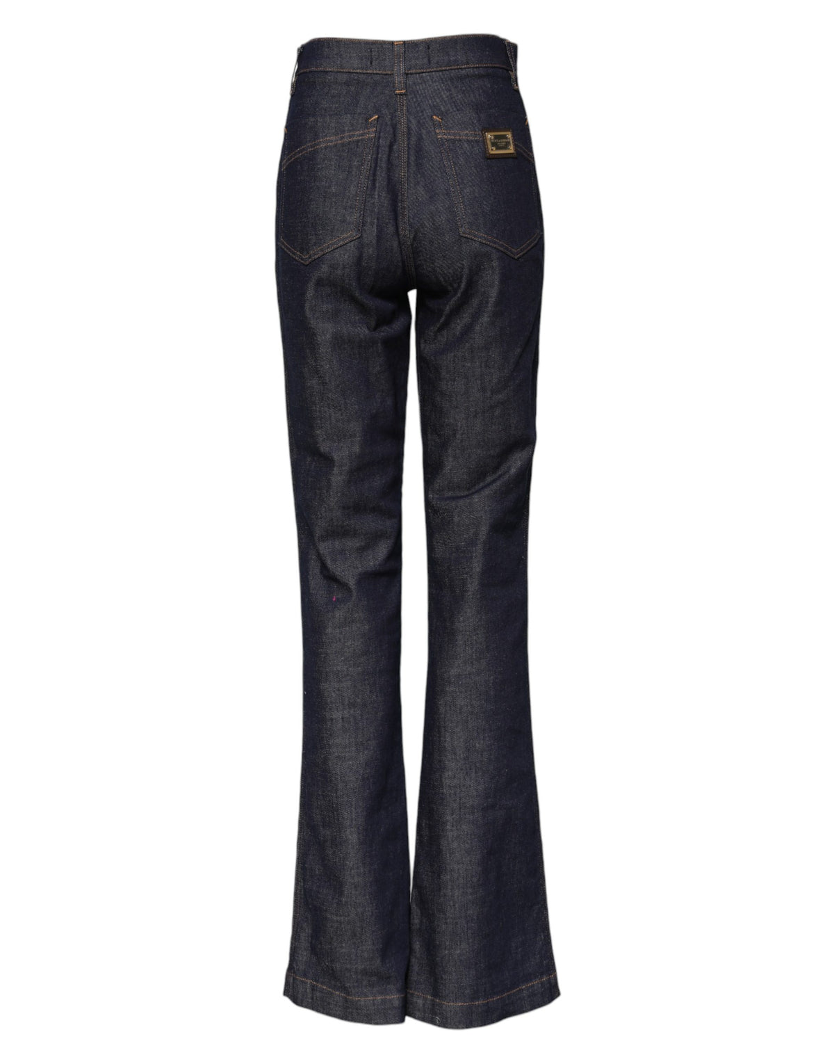 Dolce & Gabbana Dark Blue Cotton Flared Wide Leg Denim Women's Jeans