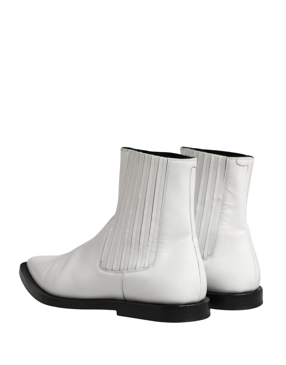 Dolce & Gabbana White Leather Chelsea SlipOn Ankle Boots Men's Shoes (Pre-Owned)