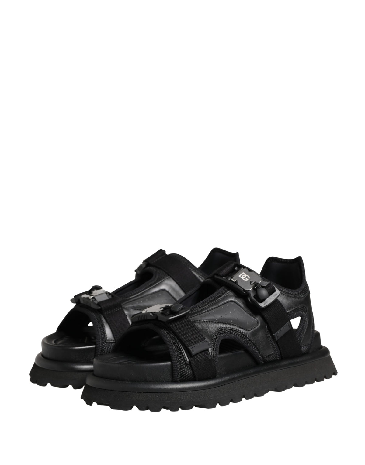 Dolce & Gabbana Black Logo Detailed Men Chunky Sandals Men's Shoes