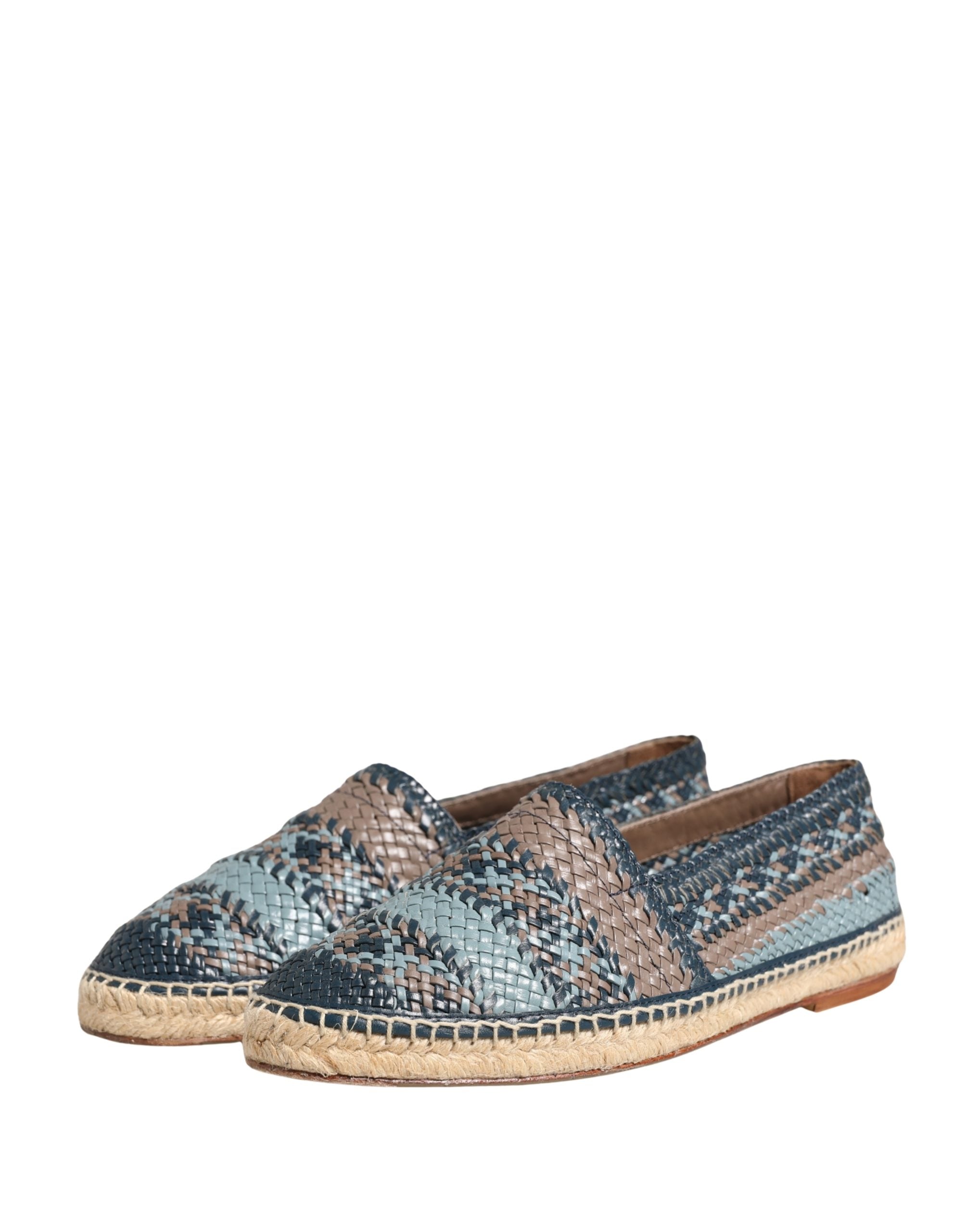 Dolce & Gabbana Blue Gray Slip On Buffalo Espadrille Men's Shoes (Pre-Owned)