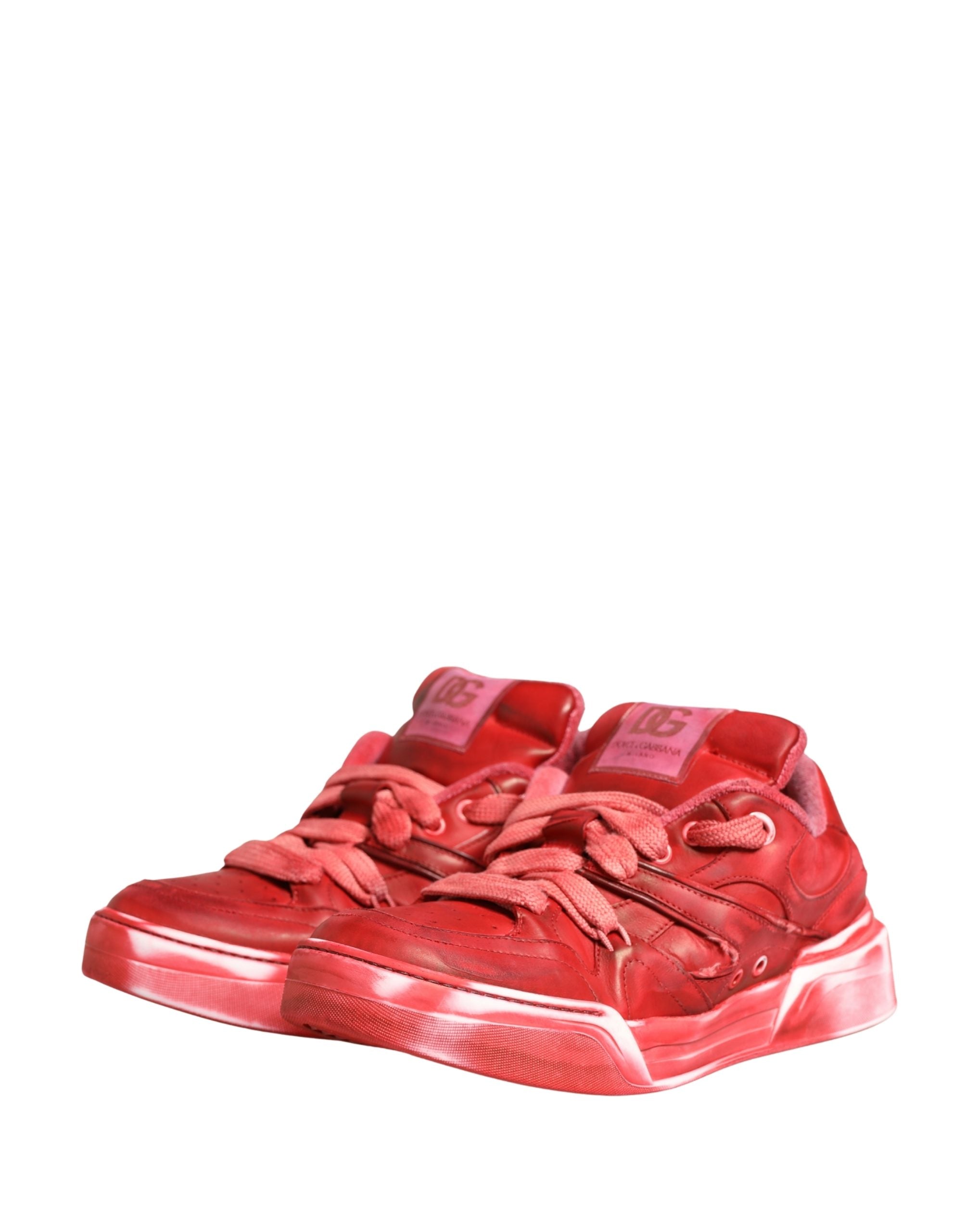 Dolce & Gabbana Red Distressed Suede Men Sneakers Men's Shoes (Pre-Owned)